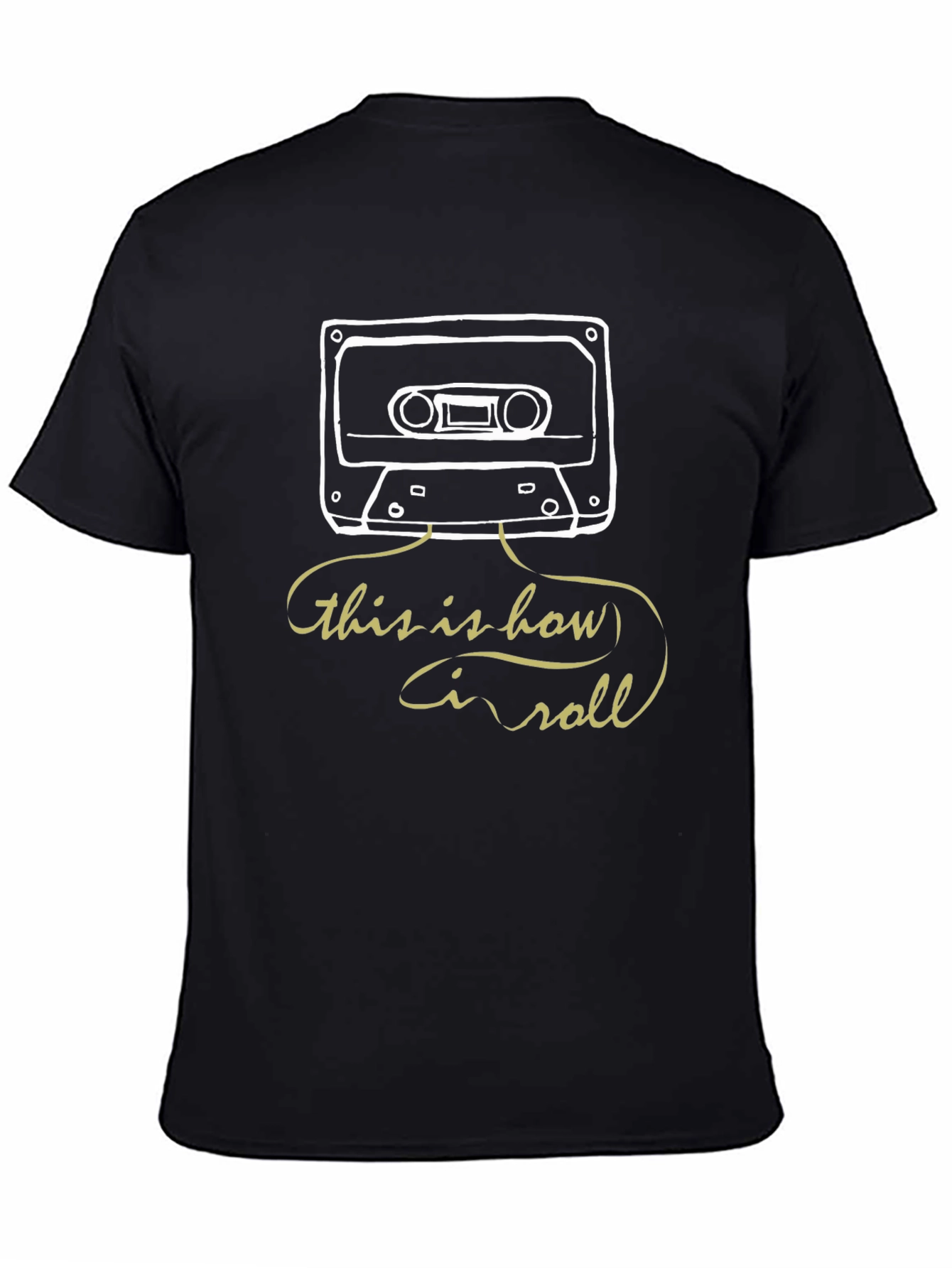Retro Cassette Tape T-Shirt - This is How I Roll Black Tee