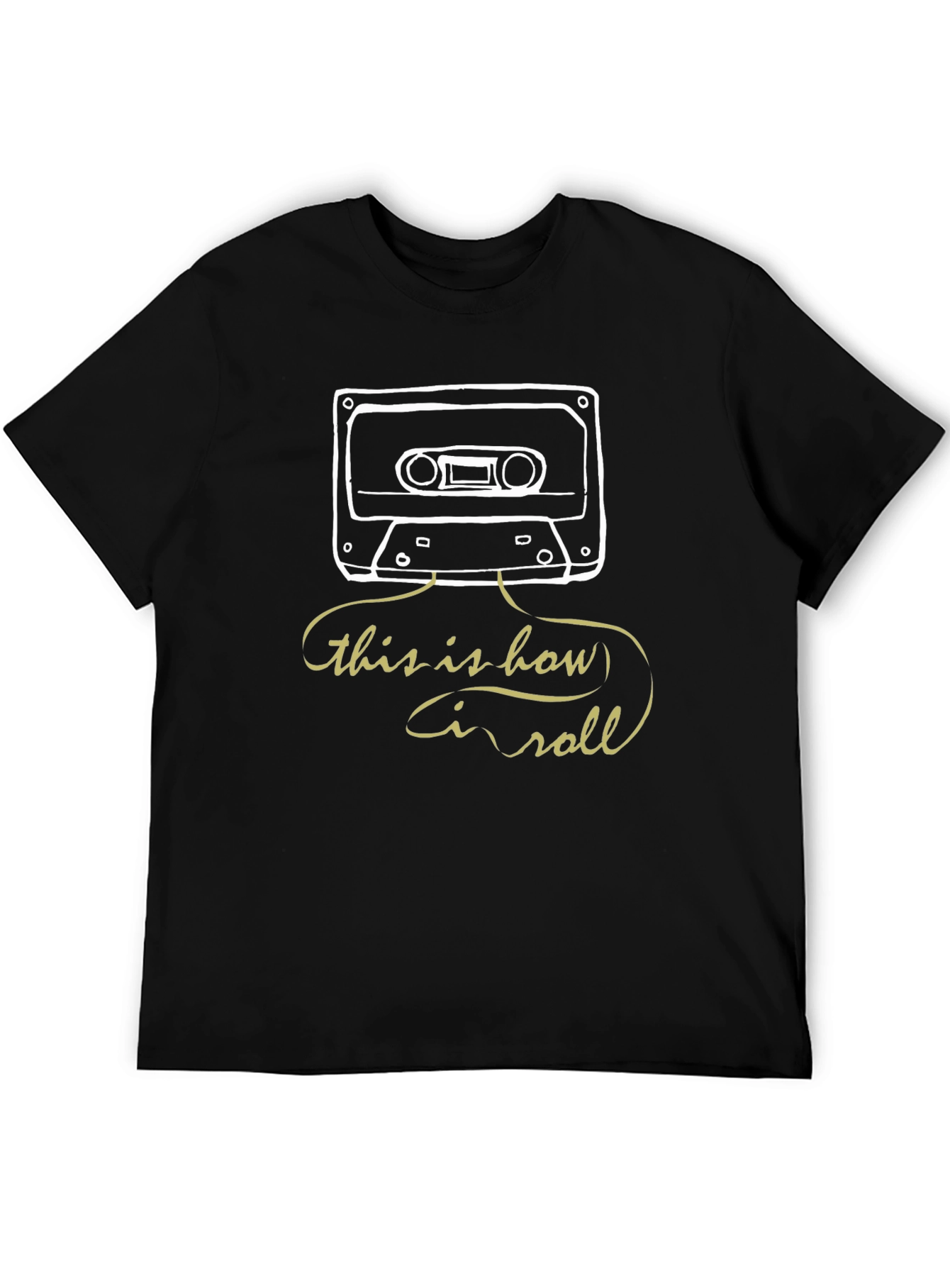 Retro Cassette Tape T-Shirt - This is How I Roll Black Tee