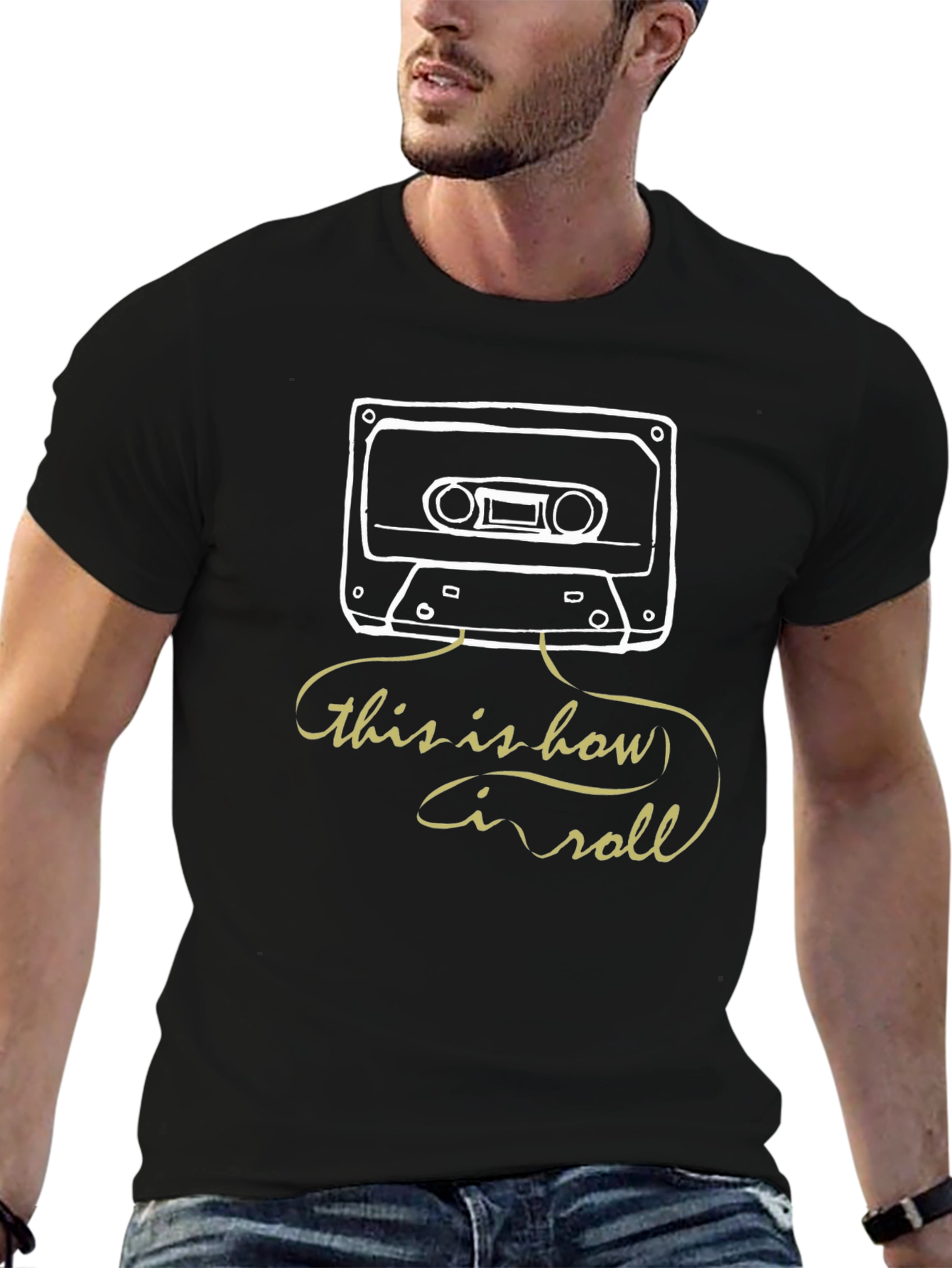Retro Cassette Tape T-Shirt - This is How I Roll Black Tee