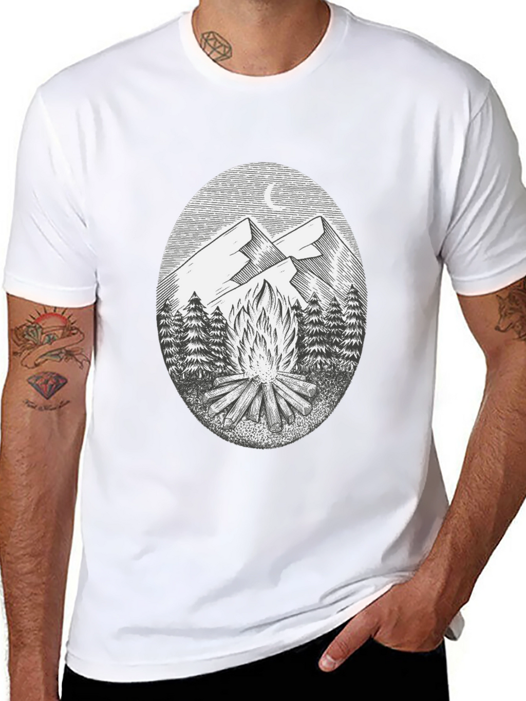 Campfire Mountain Graphic Tee - Black