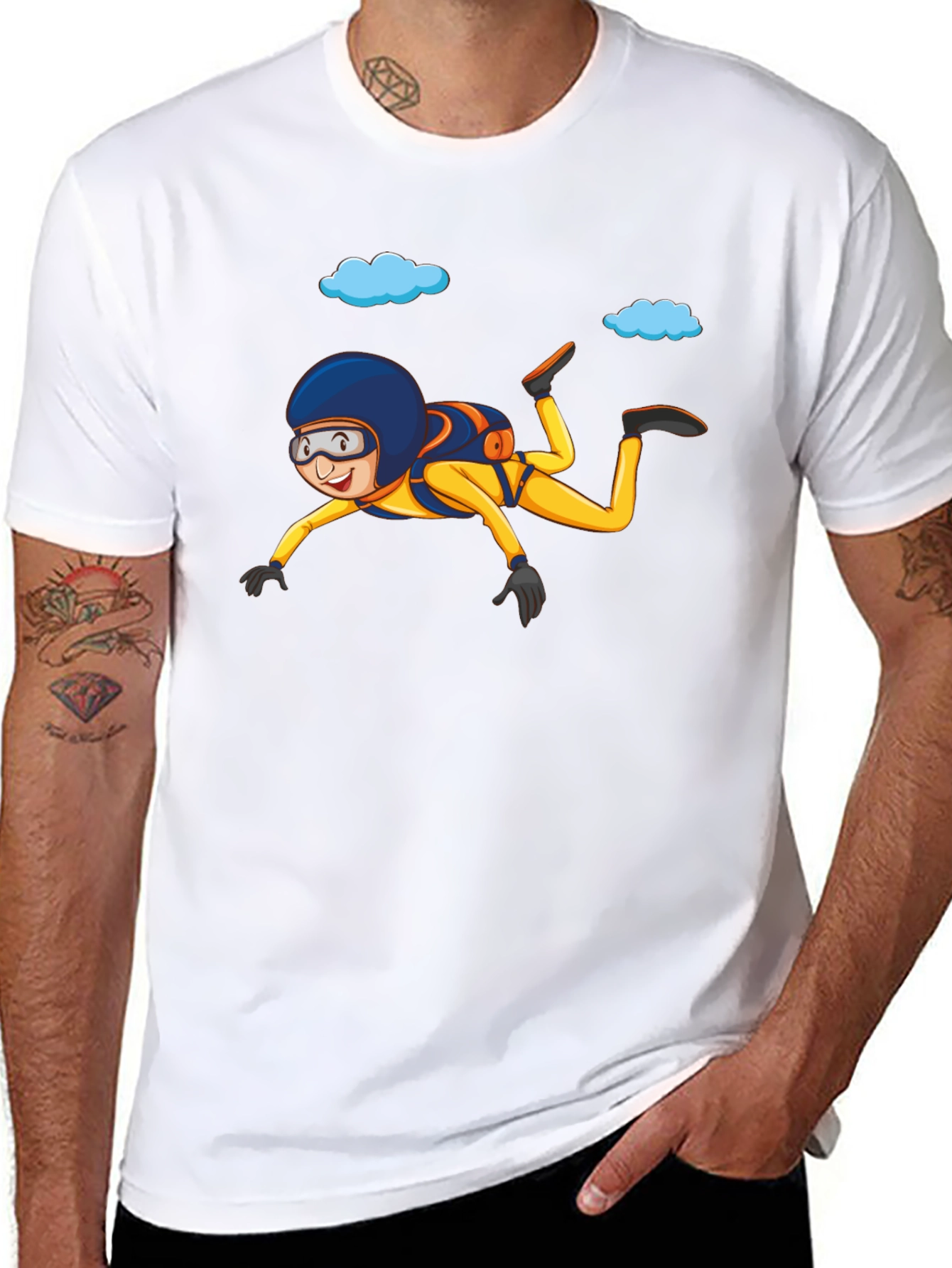 Skydiving T-Shirt Cartoon Graphic Tee