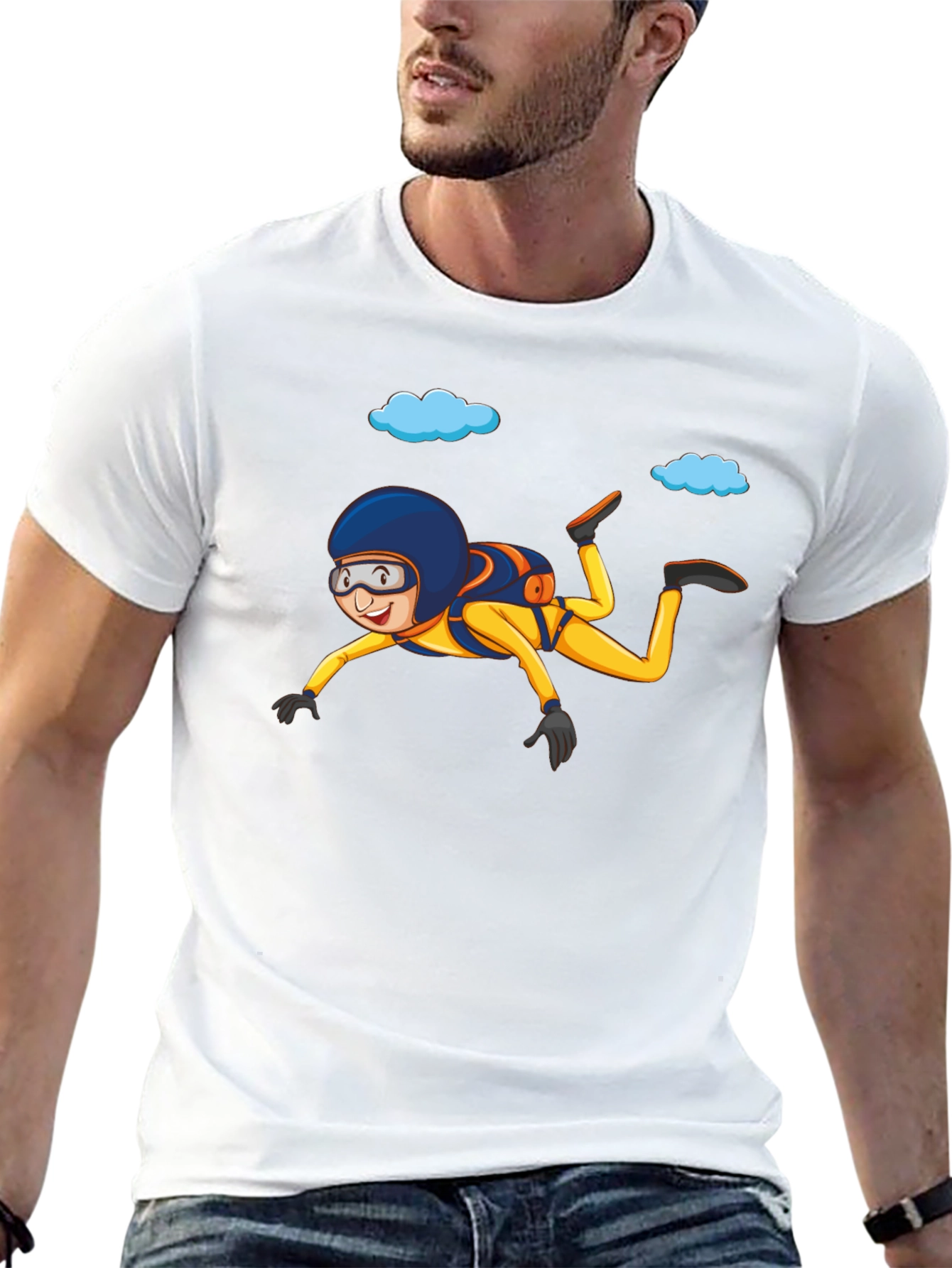 Skydiving T-Shirt Cartoon Graphic Tee
