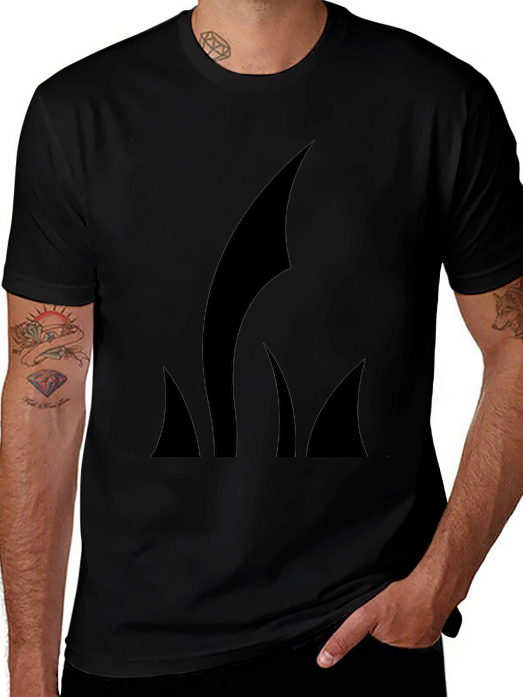 Mens Black T-Shirt with Abstract Graphic