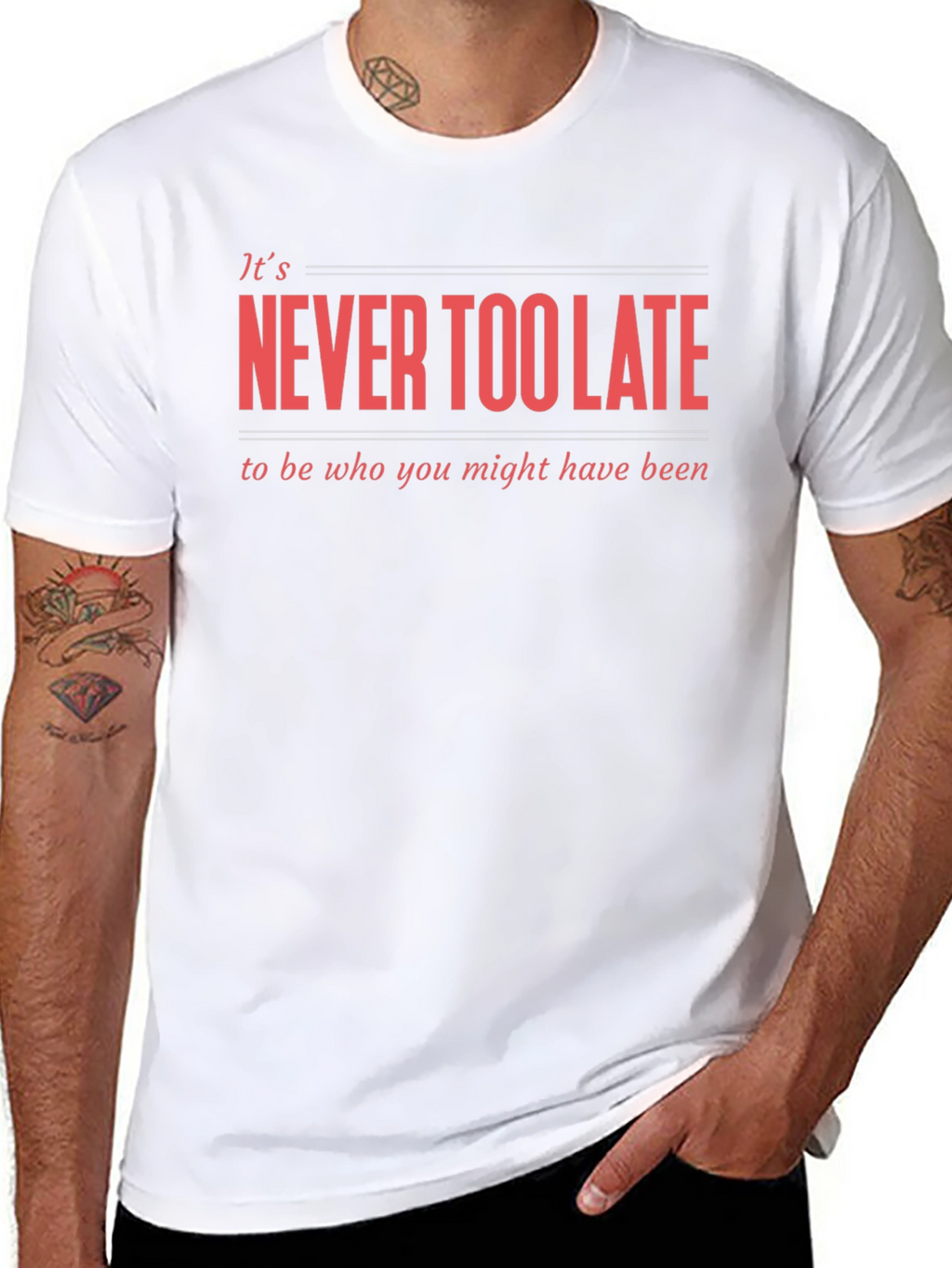 Never Too Late Graphic T-Shirt - Motivational Tee
