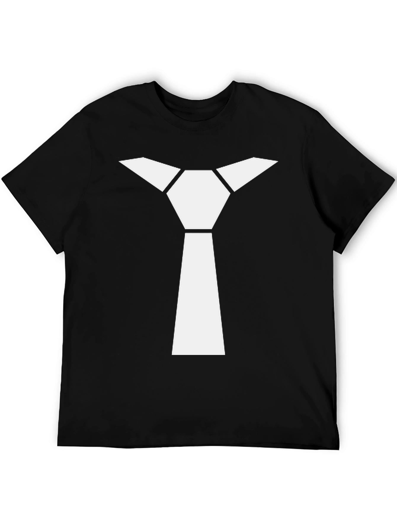 Geometric Necktie Graphic Tee - Modern Minimalist Style
