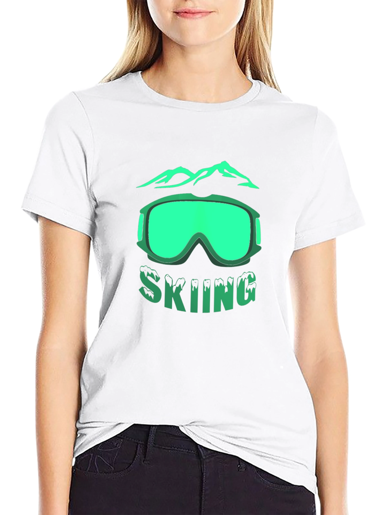 Skiing Graphic T-Shirt - Mountain & Goggles Design