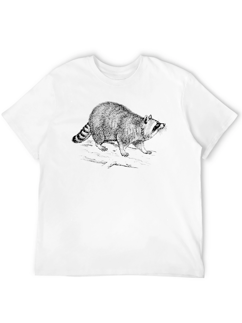 Raccoon Graphic Tee - Soft Black Cotton Casual Shirt