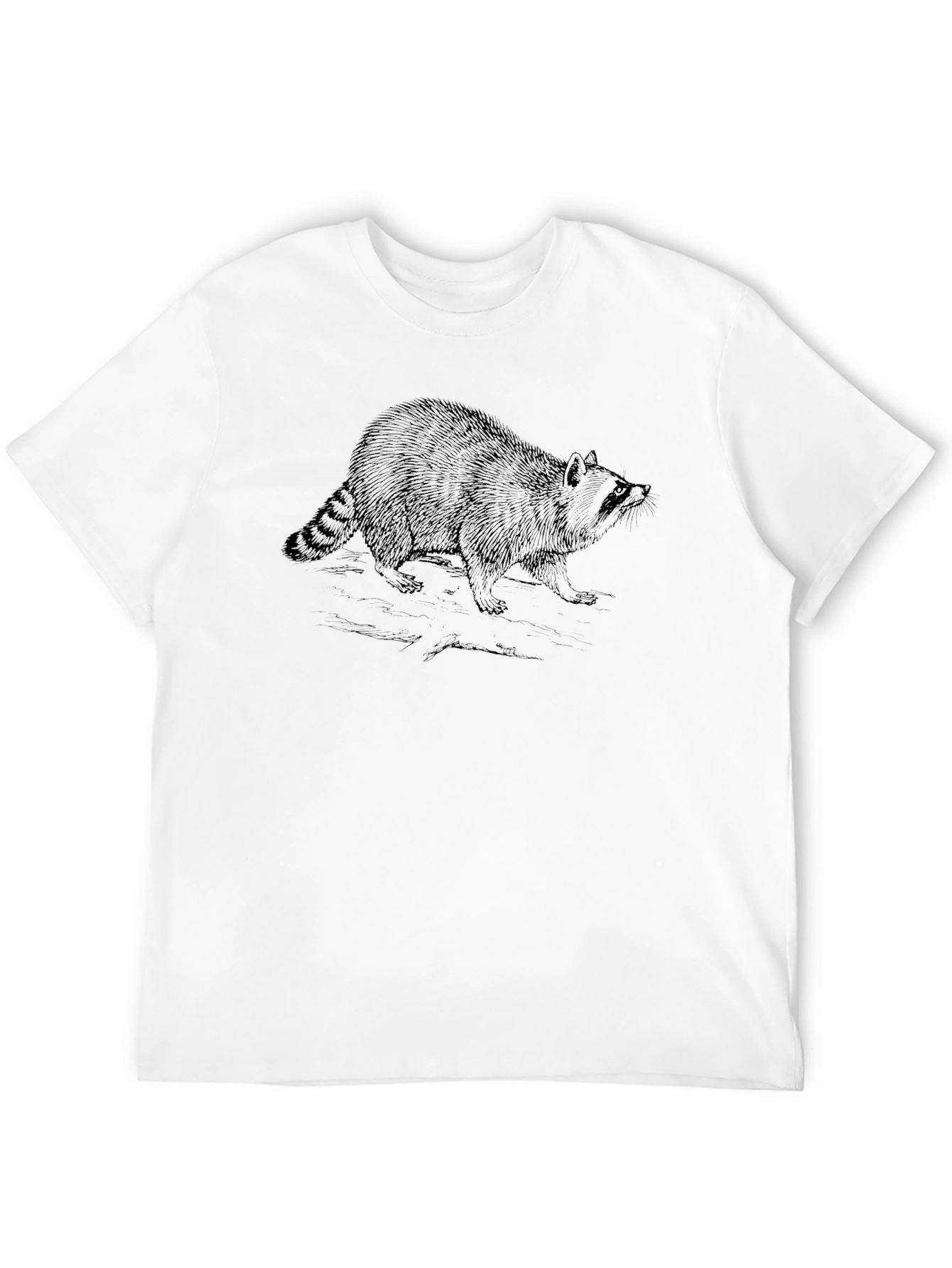 Raccoon Graphic Tee - Soft Black Cotton Casual Shirt