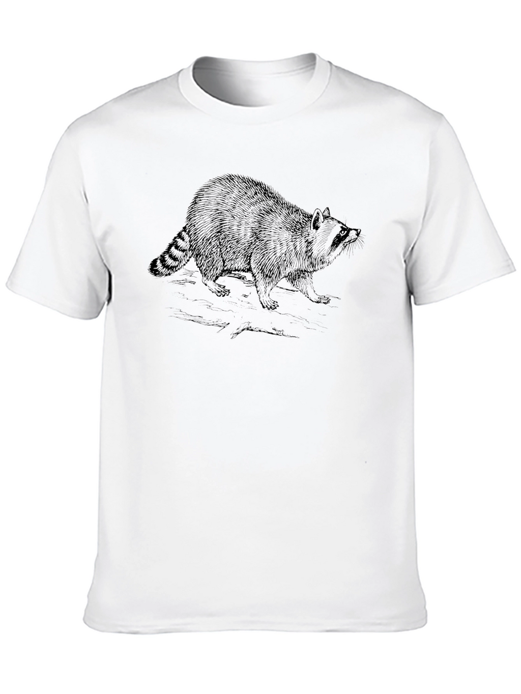 Raccoon Graphic Tee - Soft Black Cotton Casual Shirt