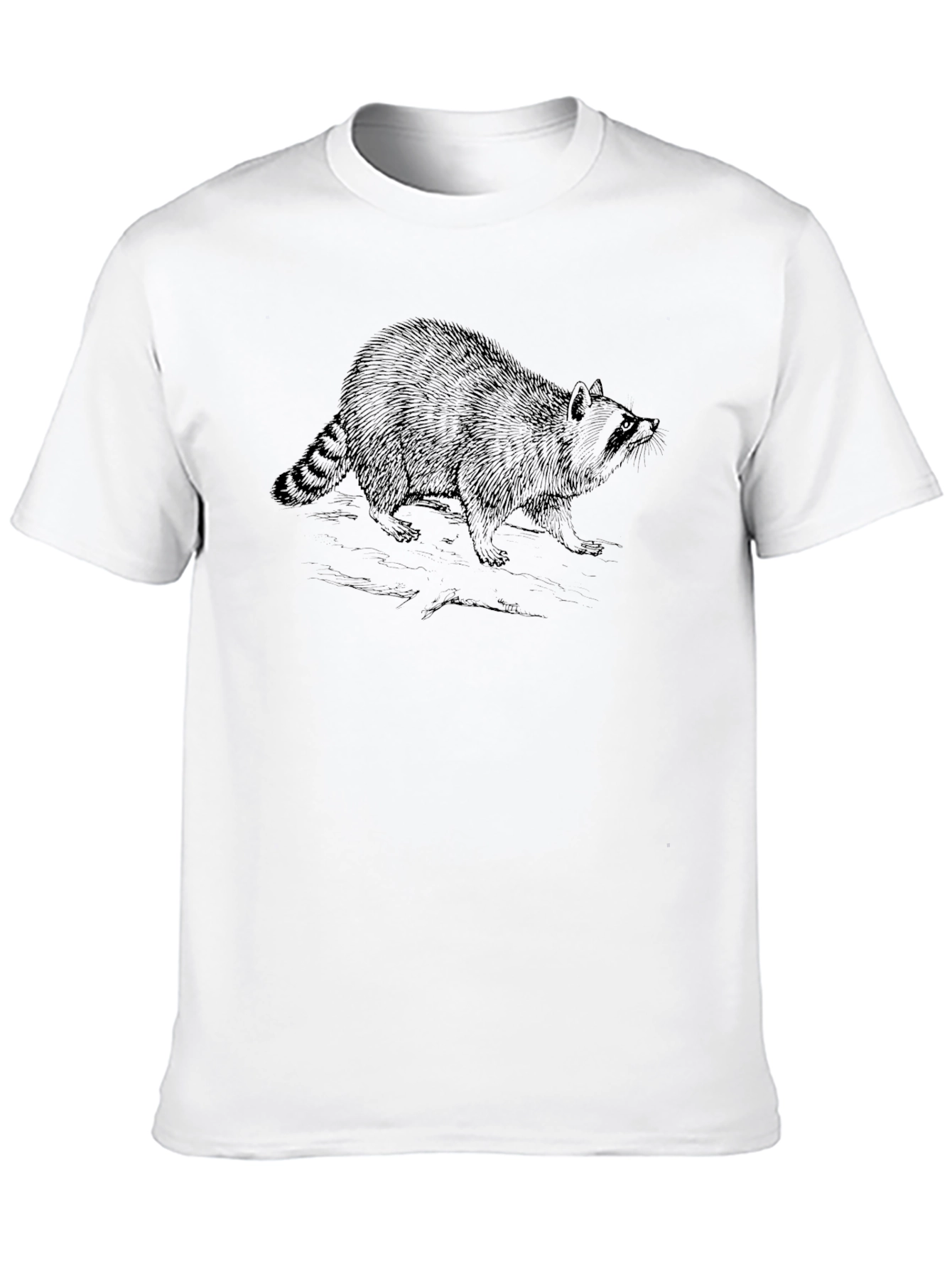 Raccoon Graphic Tee - Soft Black Cotton Casual Shirt