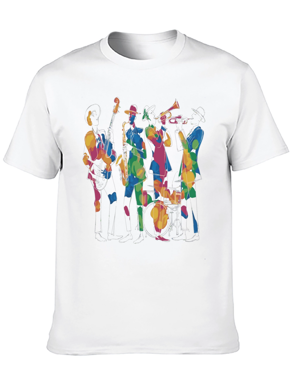 Jazz Band Graphic Black Tee - Cool Musical Design