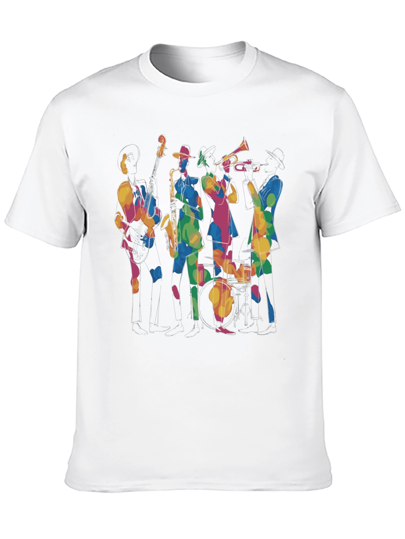 Jazz Band Graphic Black Tee - Cool Musical Design