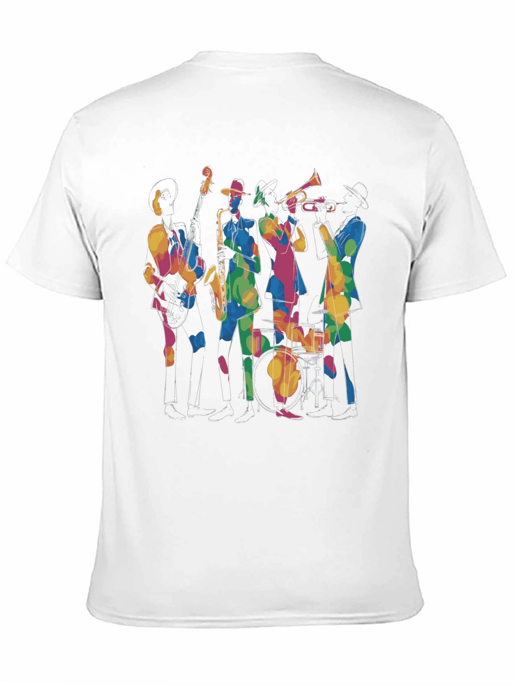 Jazz Band Graphic Black Tee - Cool Musical Design