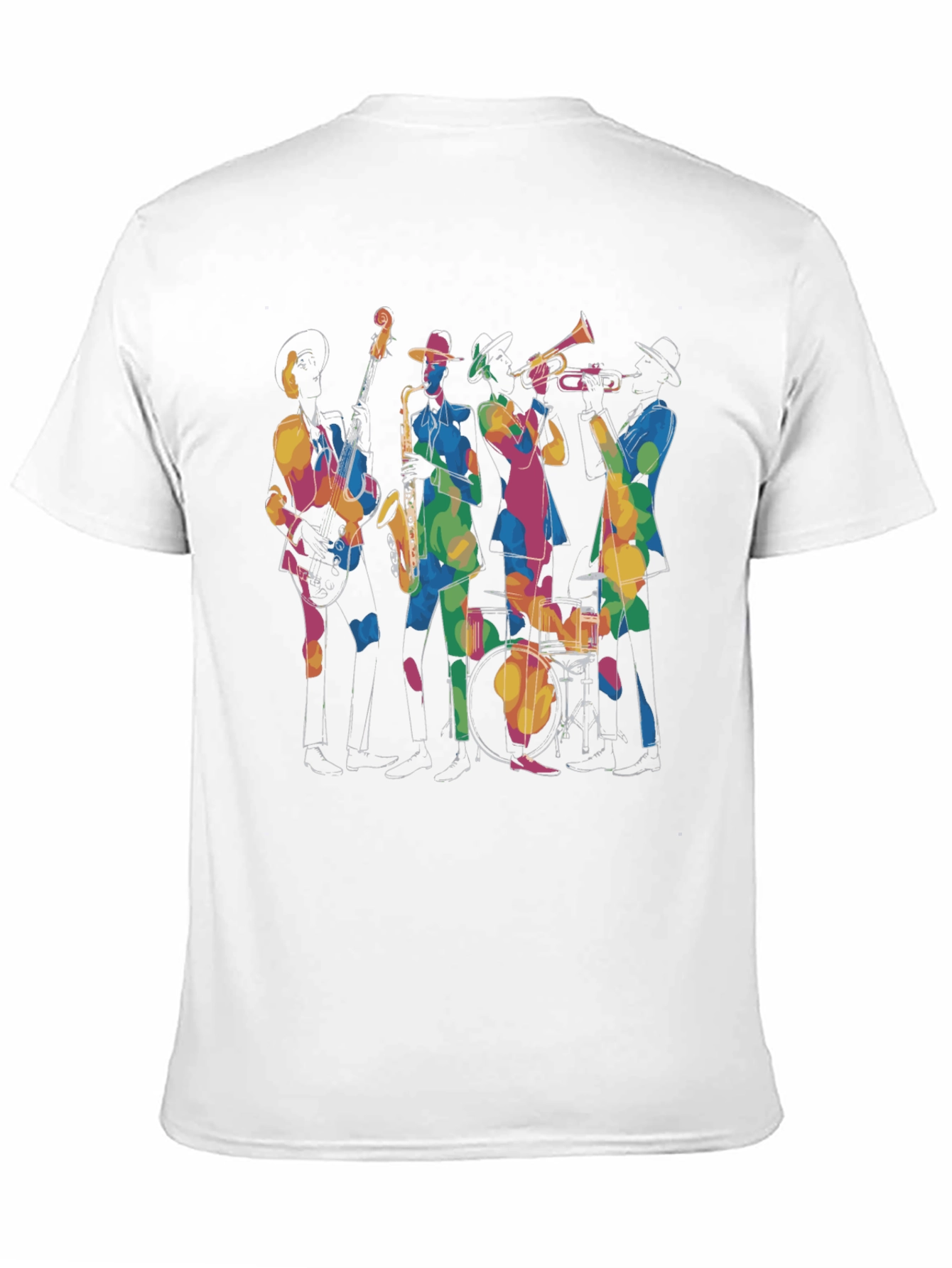 Jazz Band Graphic Black Tee - Cool Musical Design