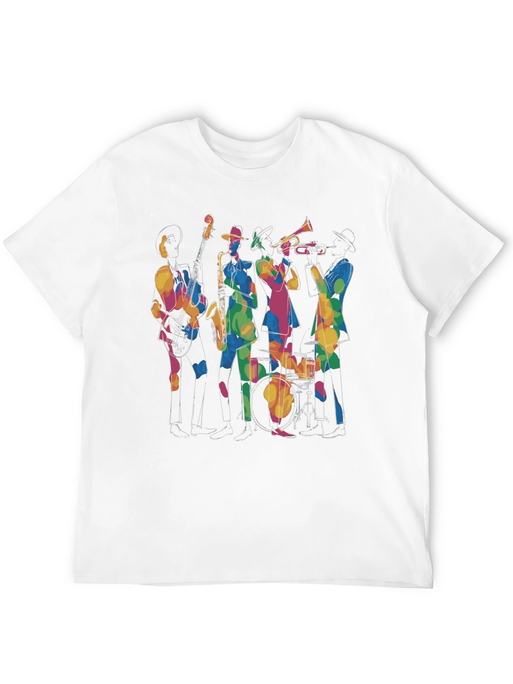 Jazz Band Graphic Black Tee - Cool Musical Design