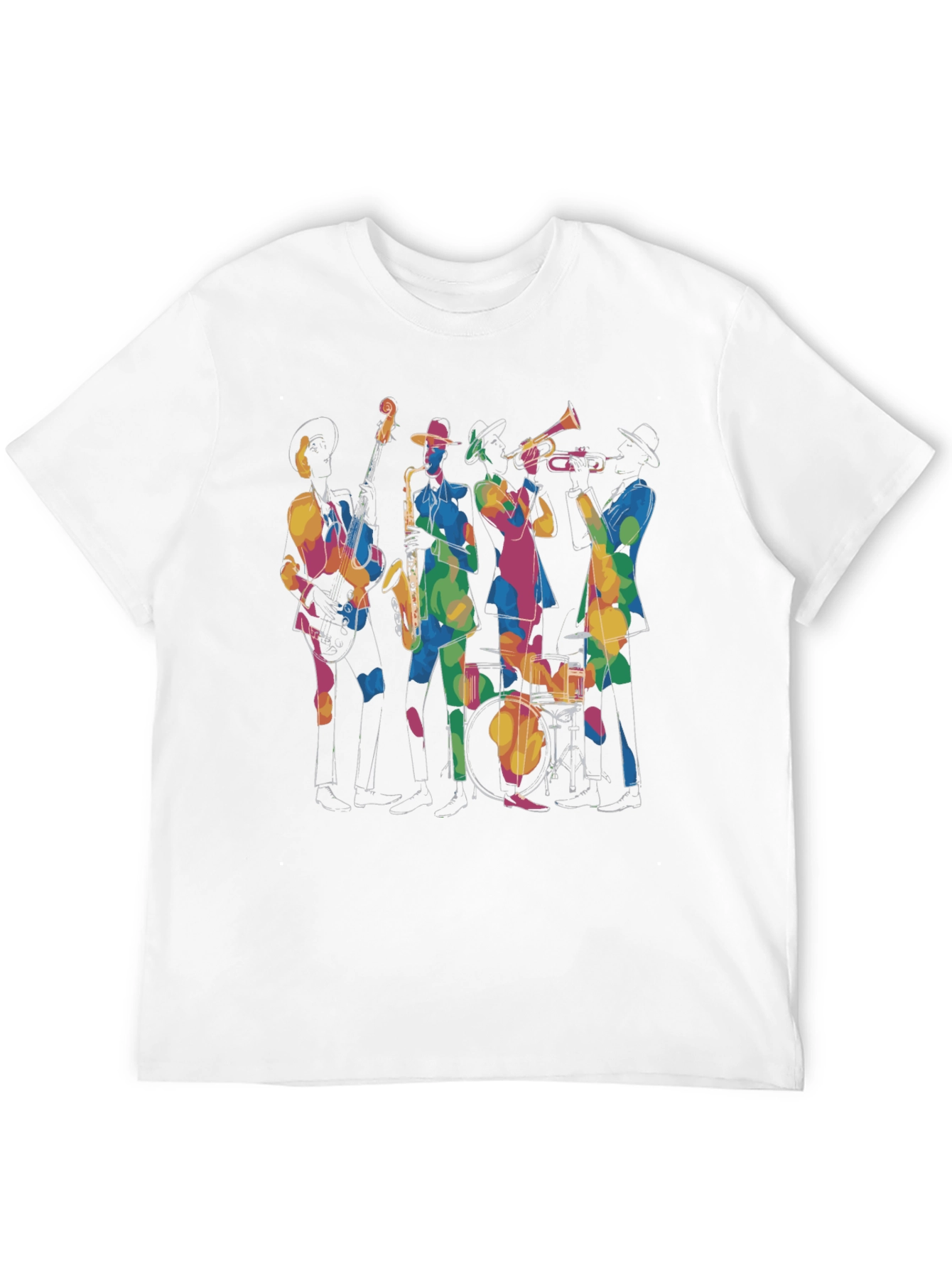 Jazz Band Graphic Black Tee - Cool Musical Design
