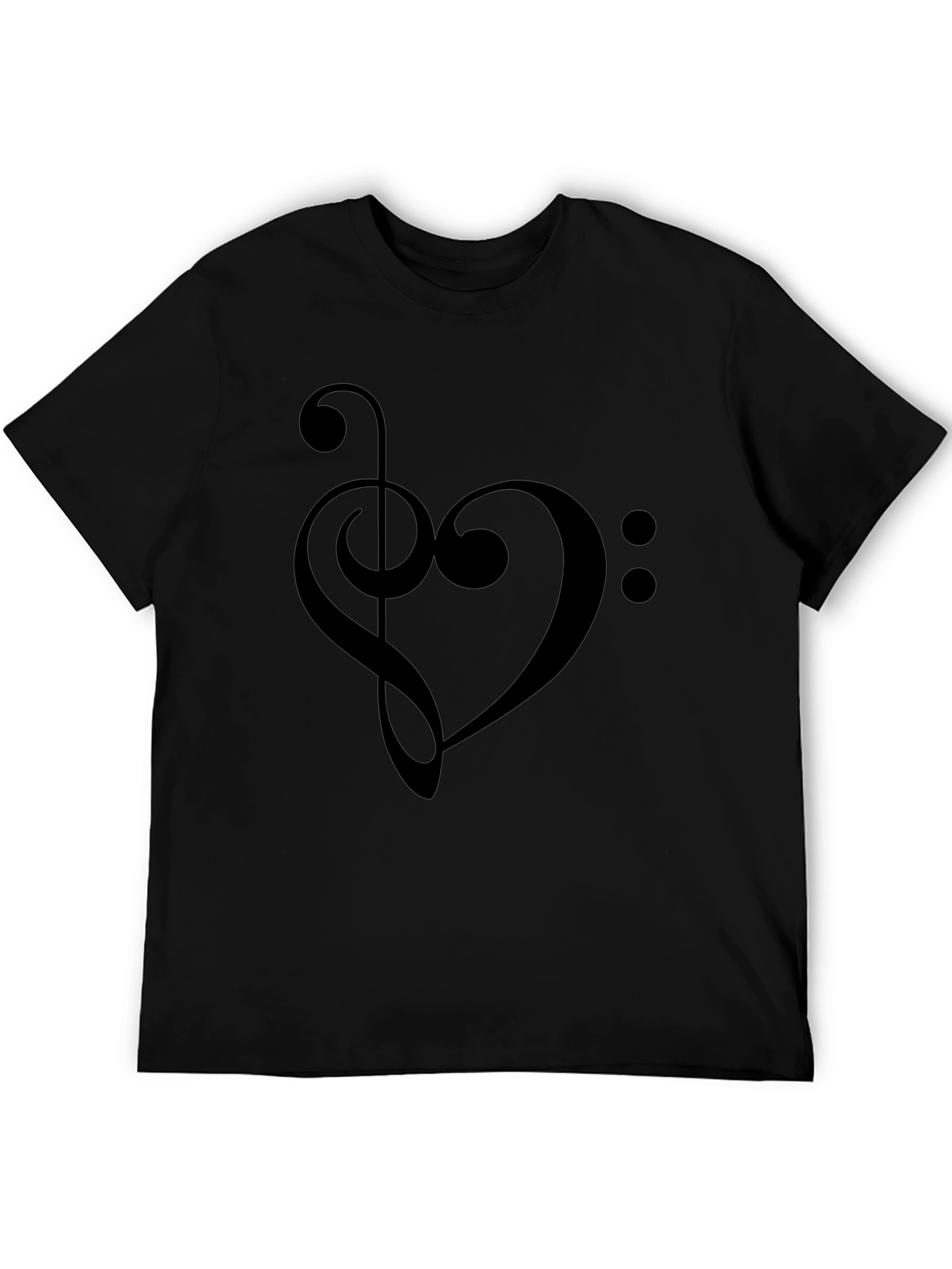 Musical Heart T-Shirt - Treble Clef Bass Clef Love