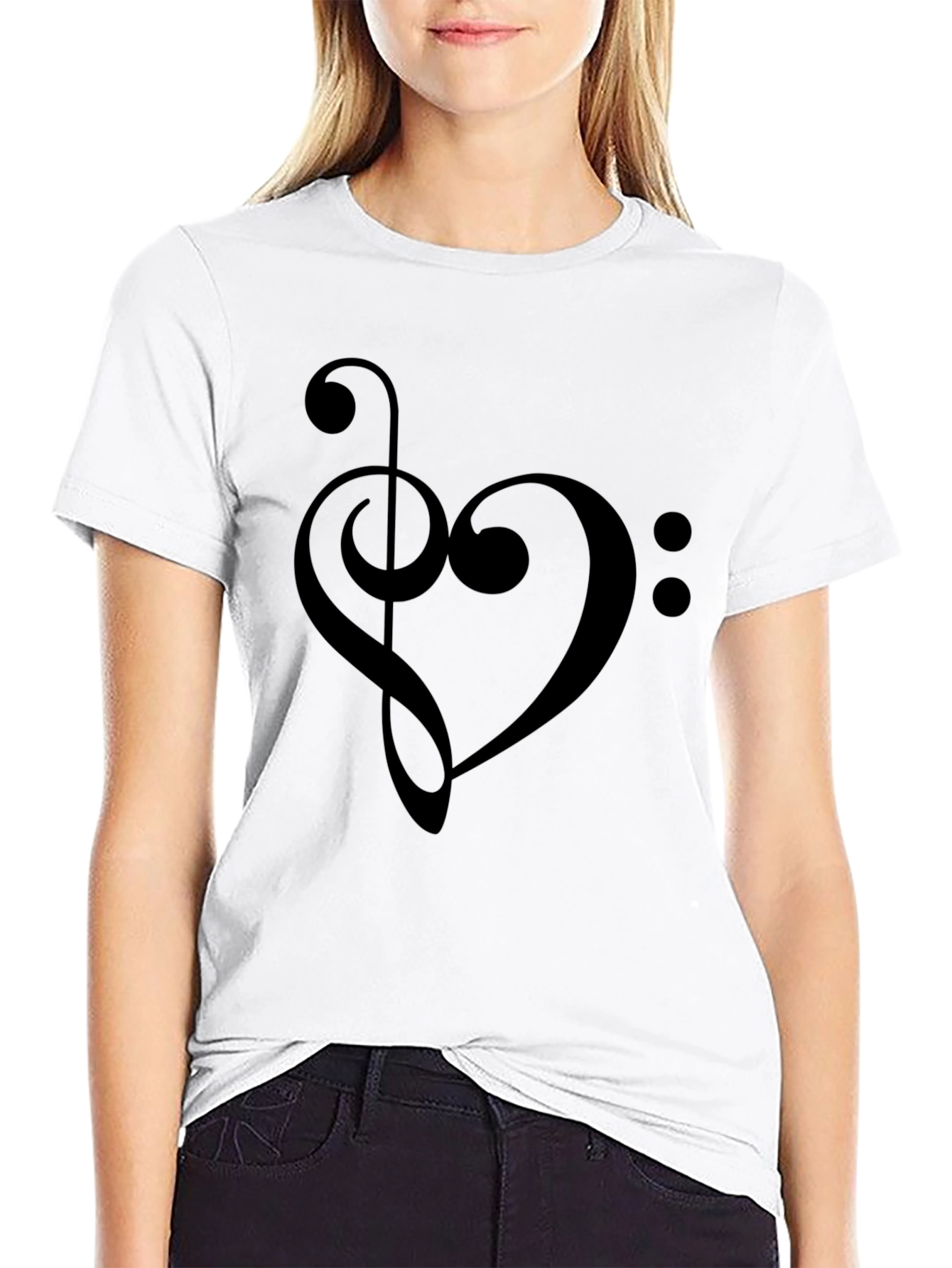 Musical Heart T-Shirt - Treble Clef Bass Clef Love