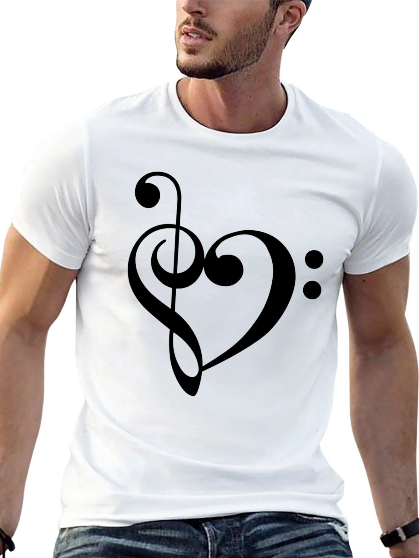 Musical Heart T-Shirt - Treble Clef Bass Clef Love