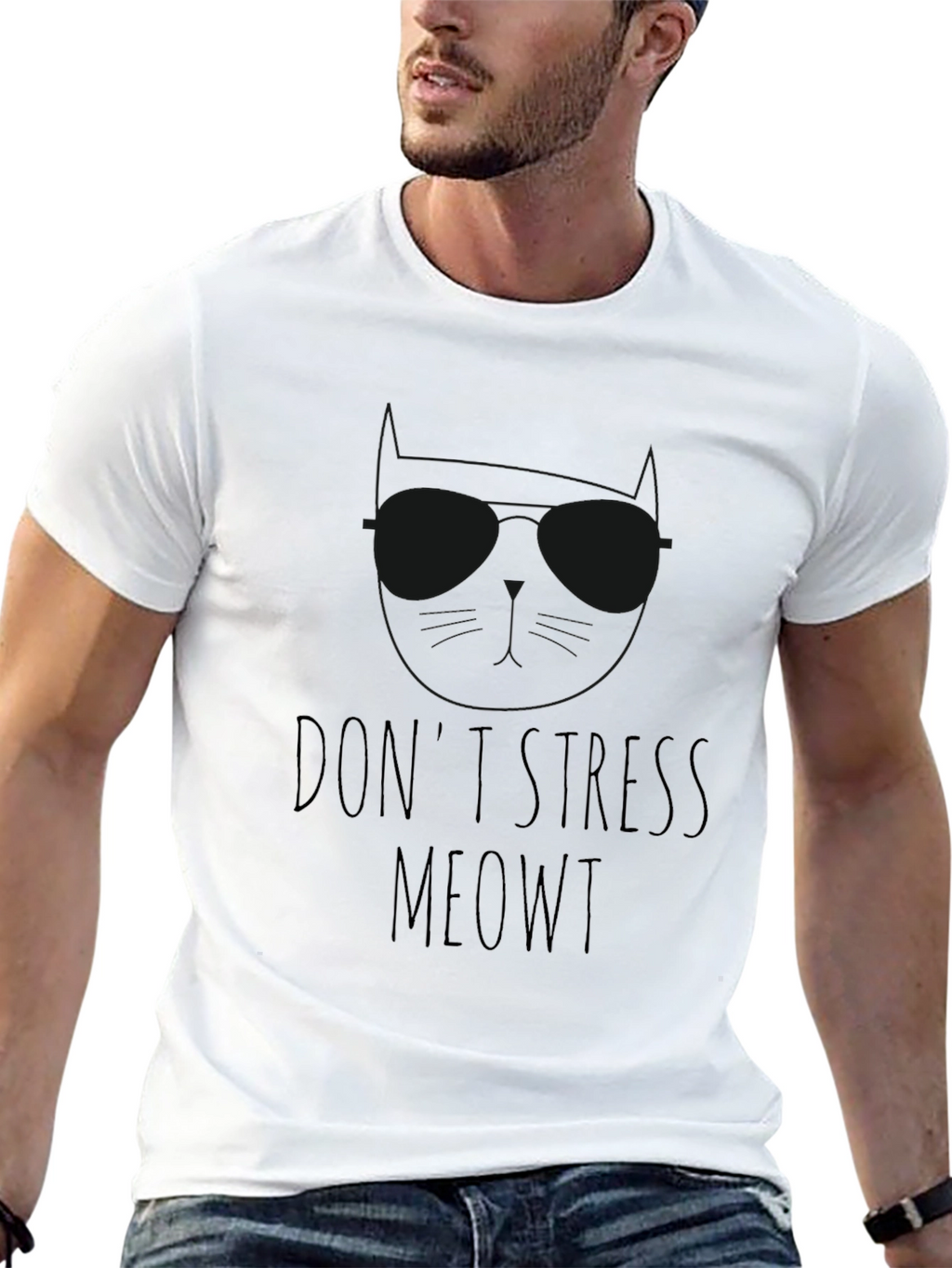 Dont Stress Meowt T-Shirt - Relaxed Cat Lover Tee