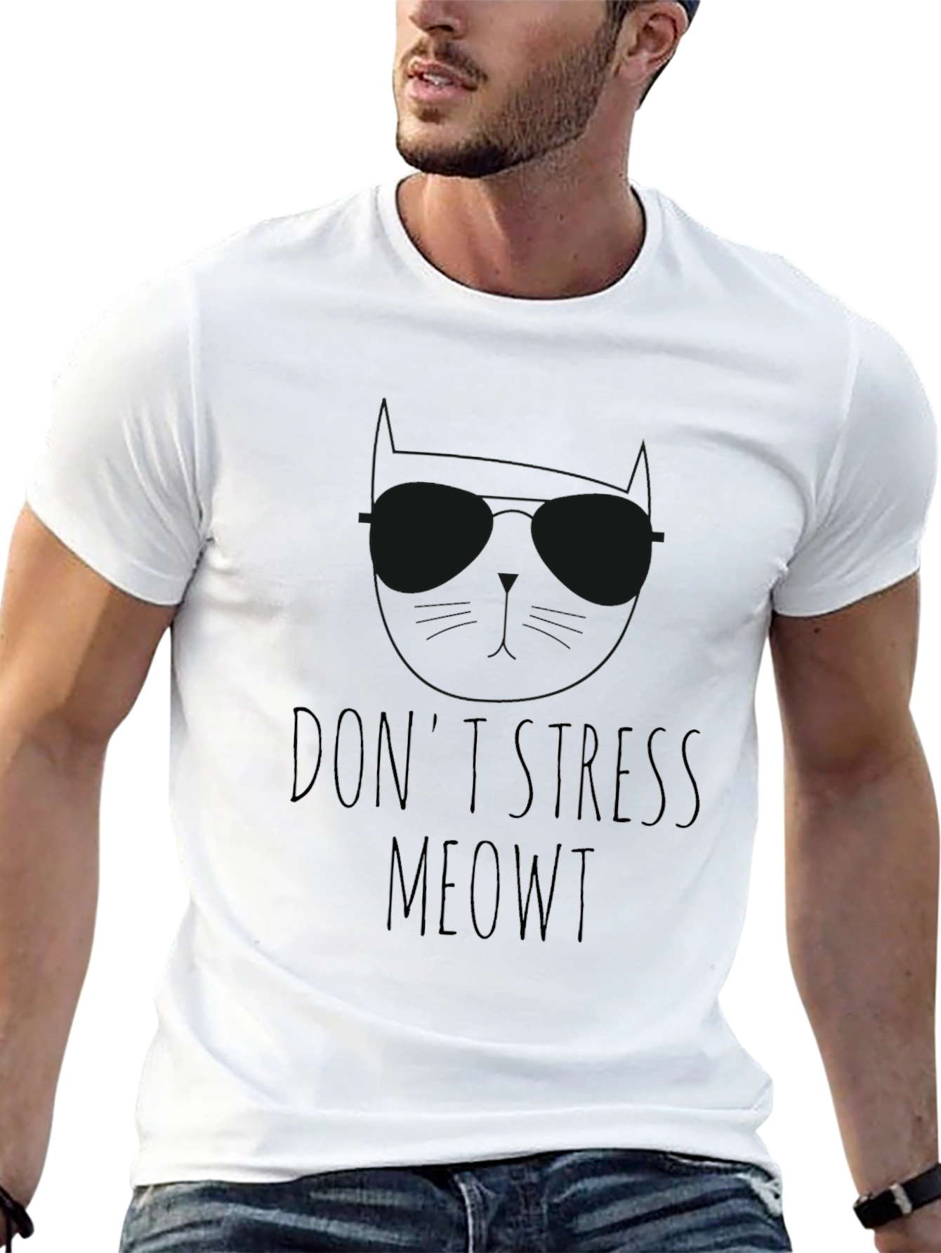 Dont Stress Meowt T-Shirt - Relaxed Cat Lover Tee