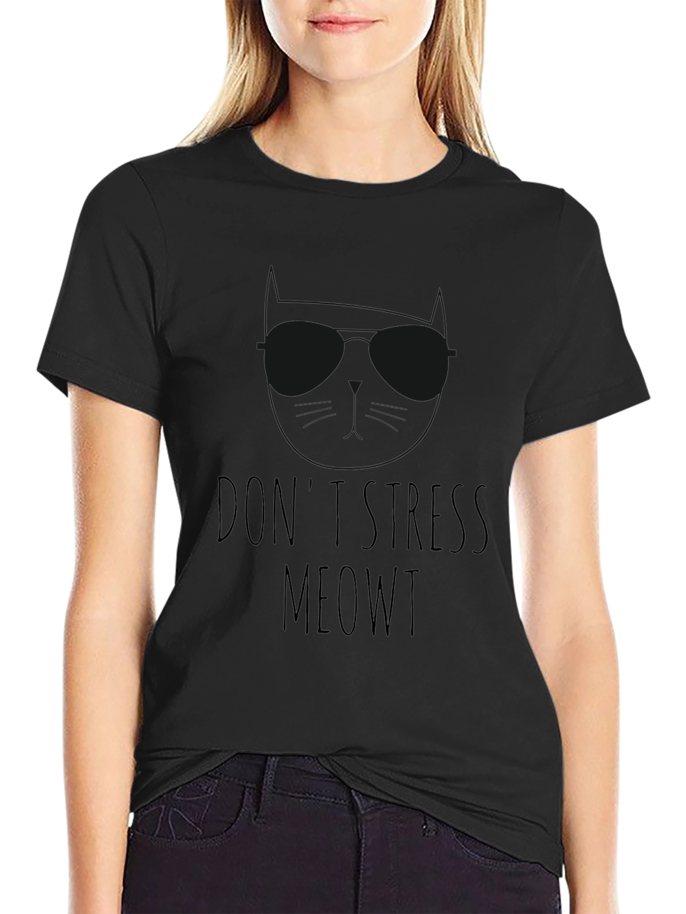 Dont Stress Meowt T-Shirt - Relaxed Cat Lover Tee