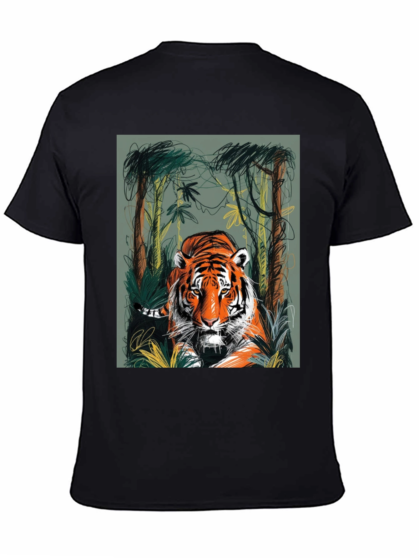 Tiger Jungle Graphic Tee - Mens Black T-Shirt