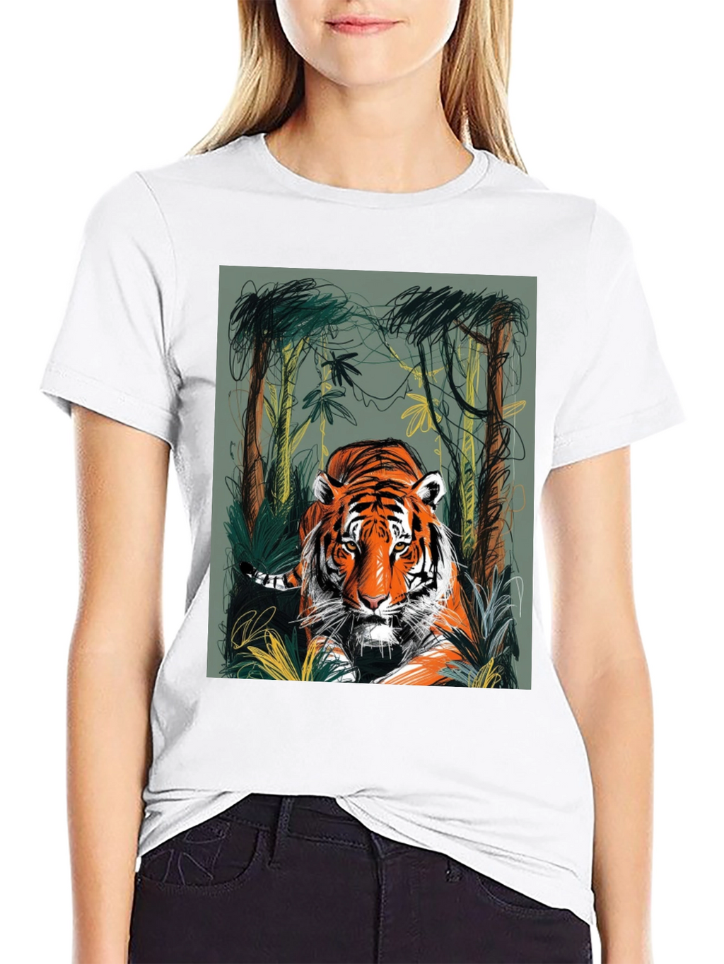 Tiger Jungle Graphic Tee - Mens Black T-Shirt