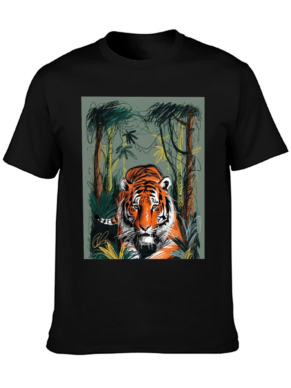 Tiger Jungle Graphic Tee - Mens Black T-Shirt