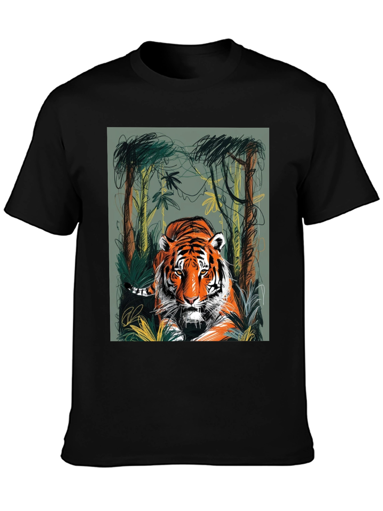 Tiger Jungle Graphic Tee - Mens Black T-Shirt