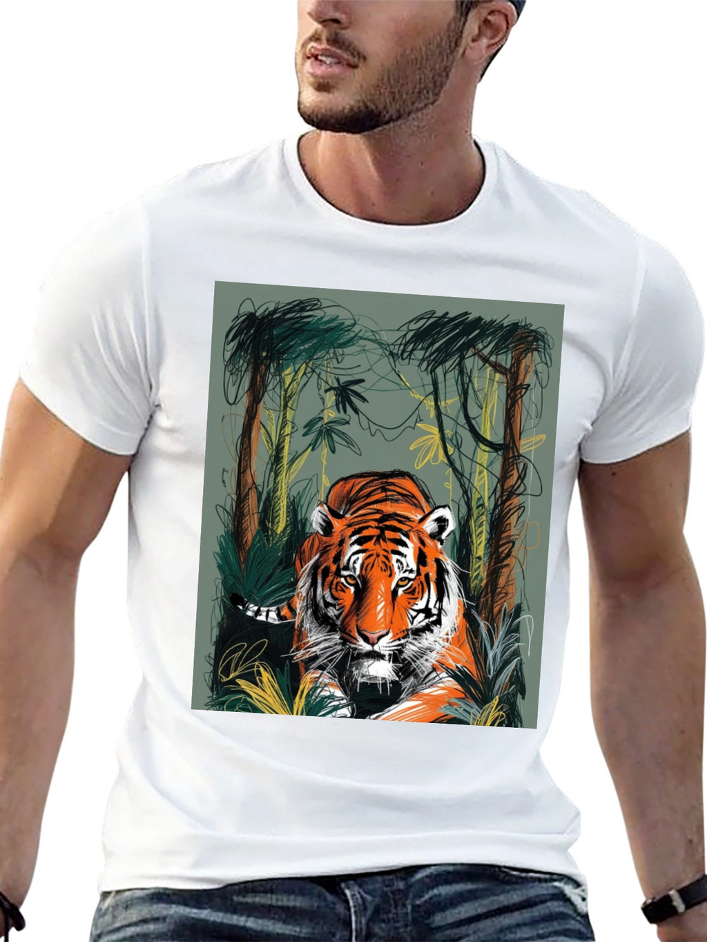 Tiger Jungle Graphic Tee - Mens Black T-Shirt