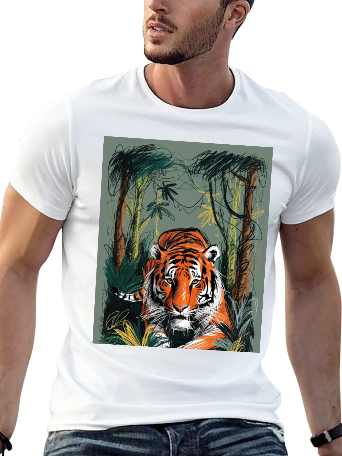 Tiger Jungle Graphic Tee - Mens Black T-Shirt
