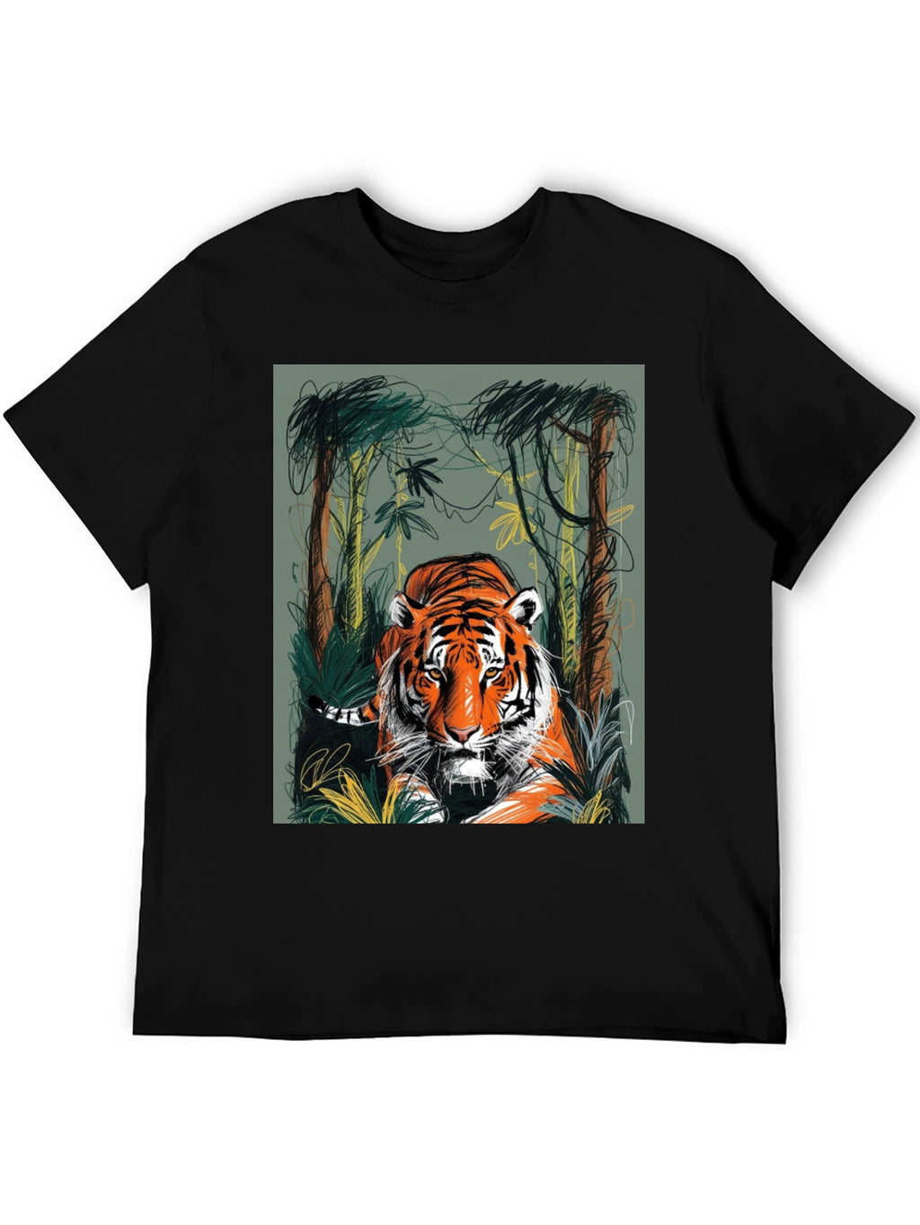Tiger Jungle Graphic Tee - Mens Black T-Shirt