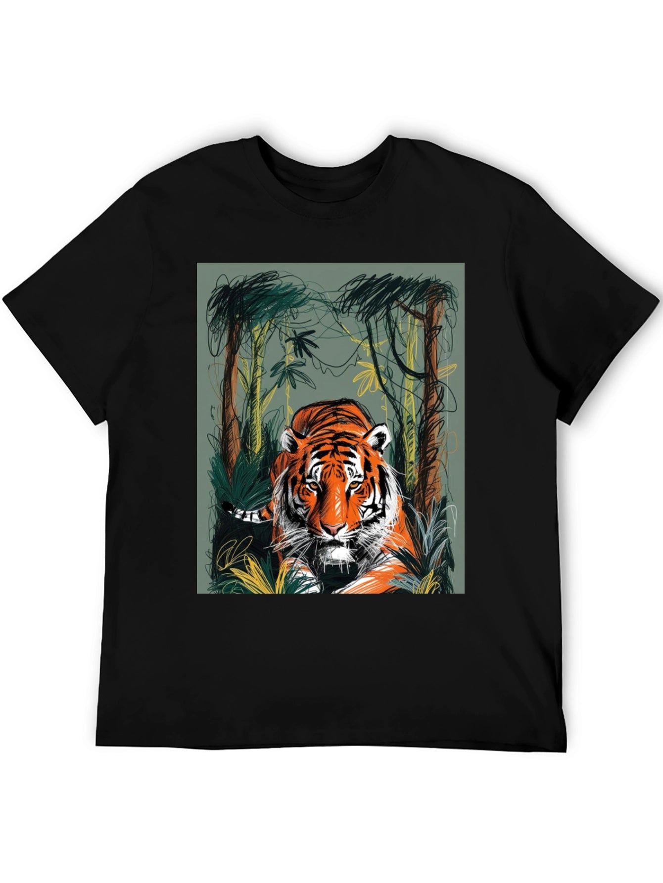 Tiger Jungle Graphic Tee - Mens Black T-Shirt