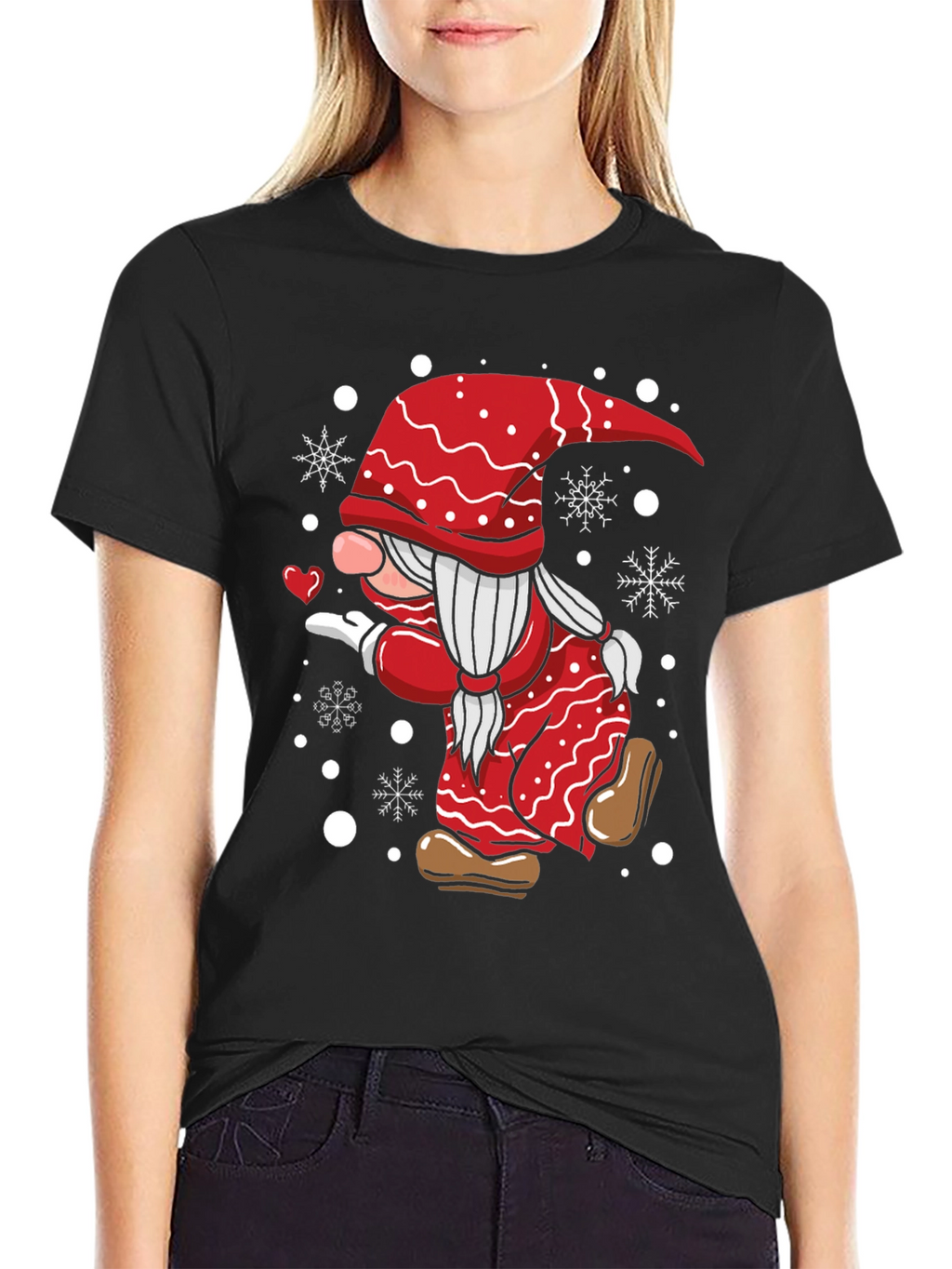 Festive Gnome Graphic Tee - Holiday Gift