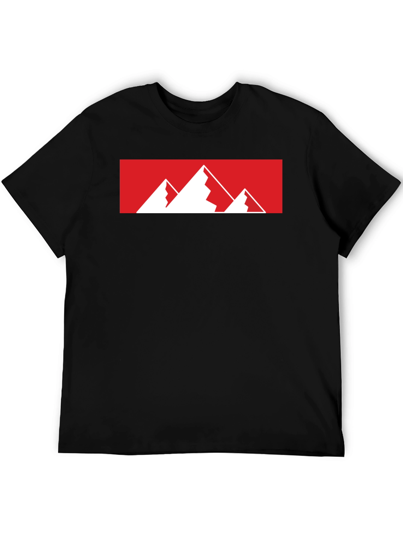 Mountain Graphic Tee - Red & White Print on Black