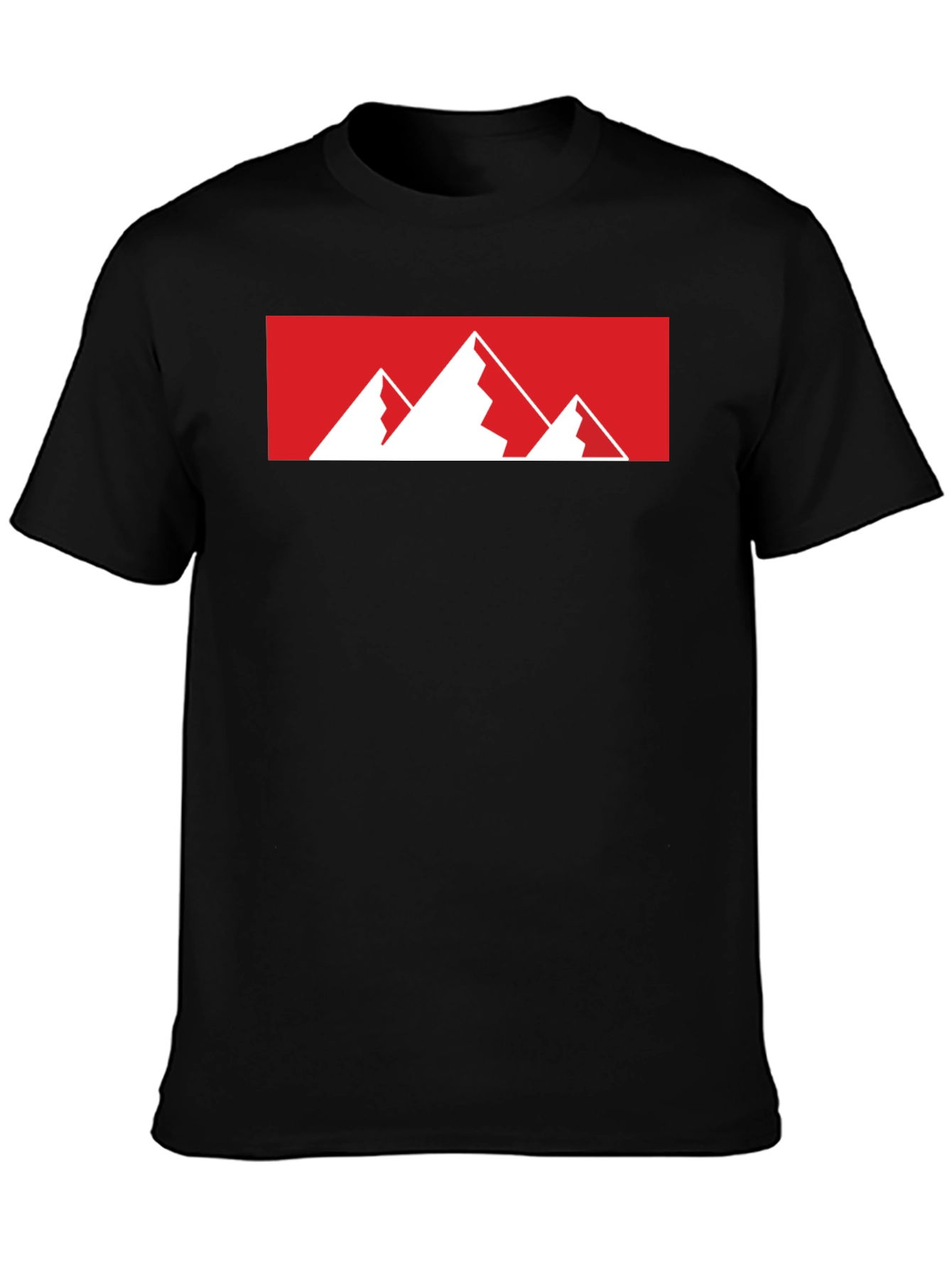 Mountain Graphic Tee - Red & White Print on Black