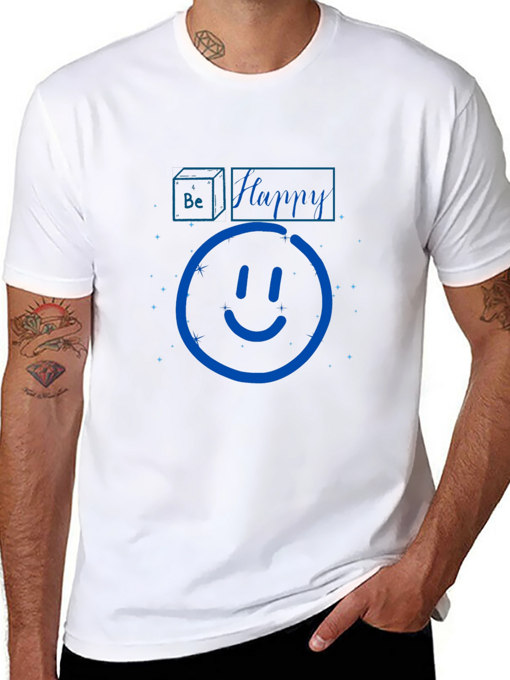Be Happy Graphic Print Black T-Shirt