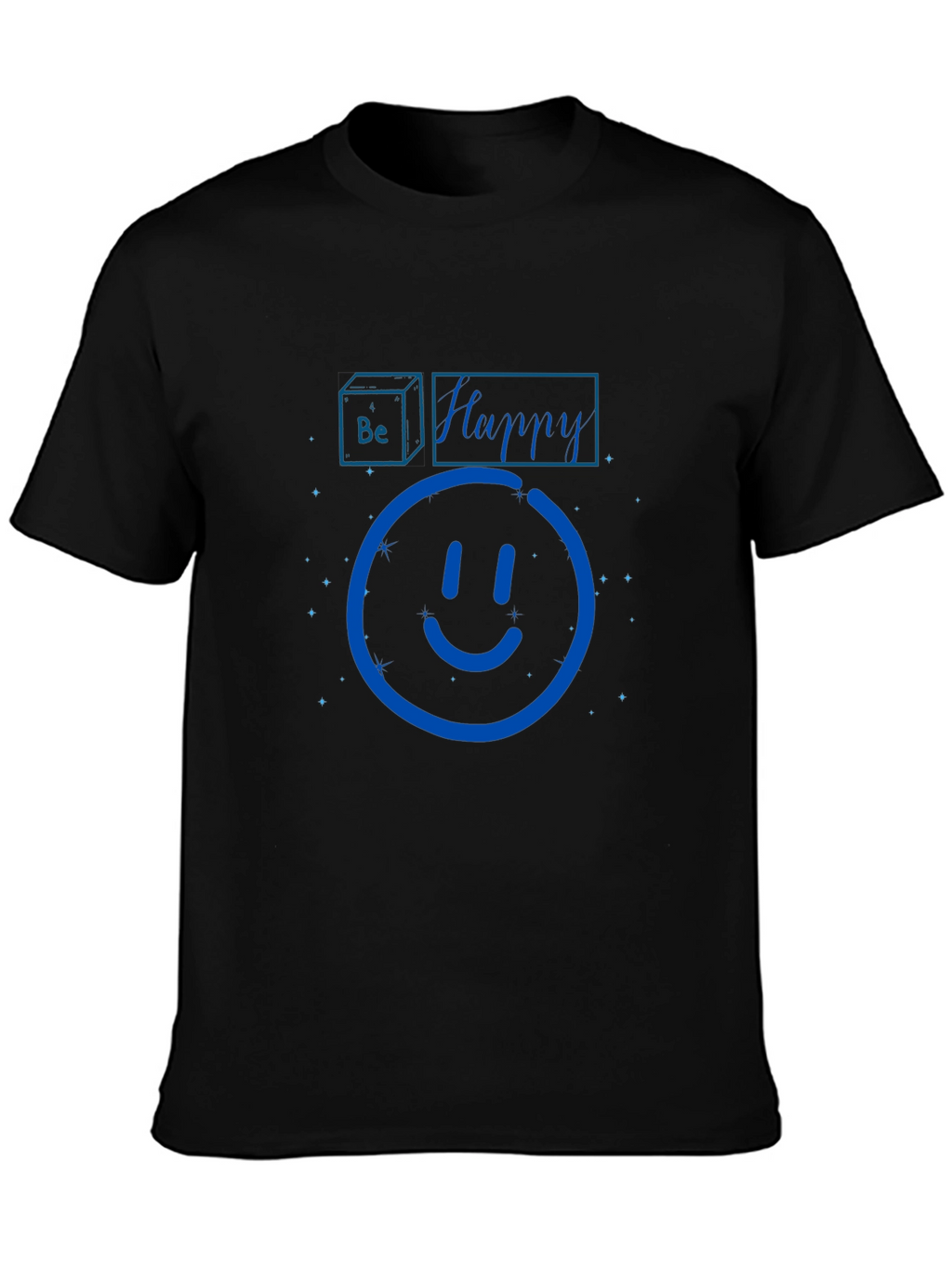 Be Happy Graphic Print Black T-Shirt