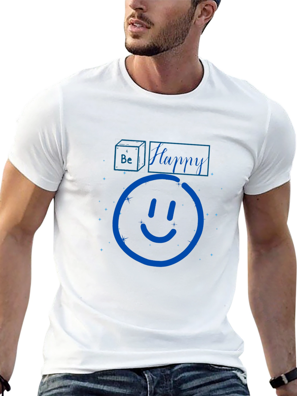 Be Happy Graphic Print Black T-Shirt