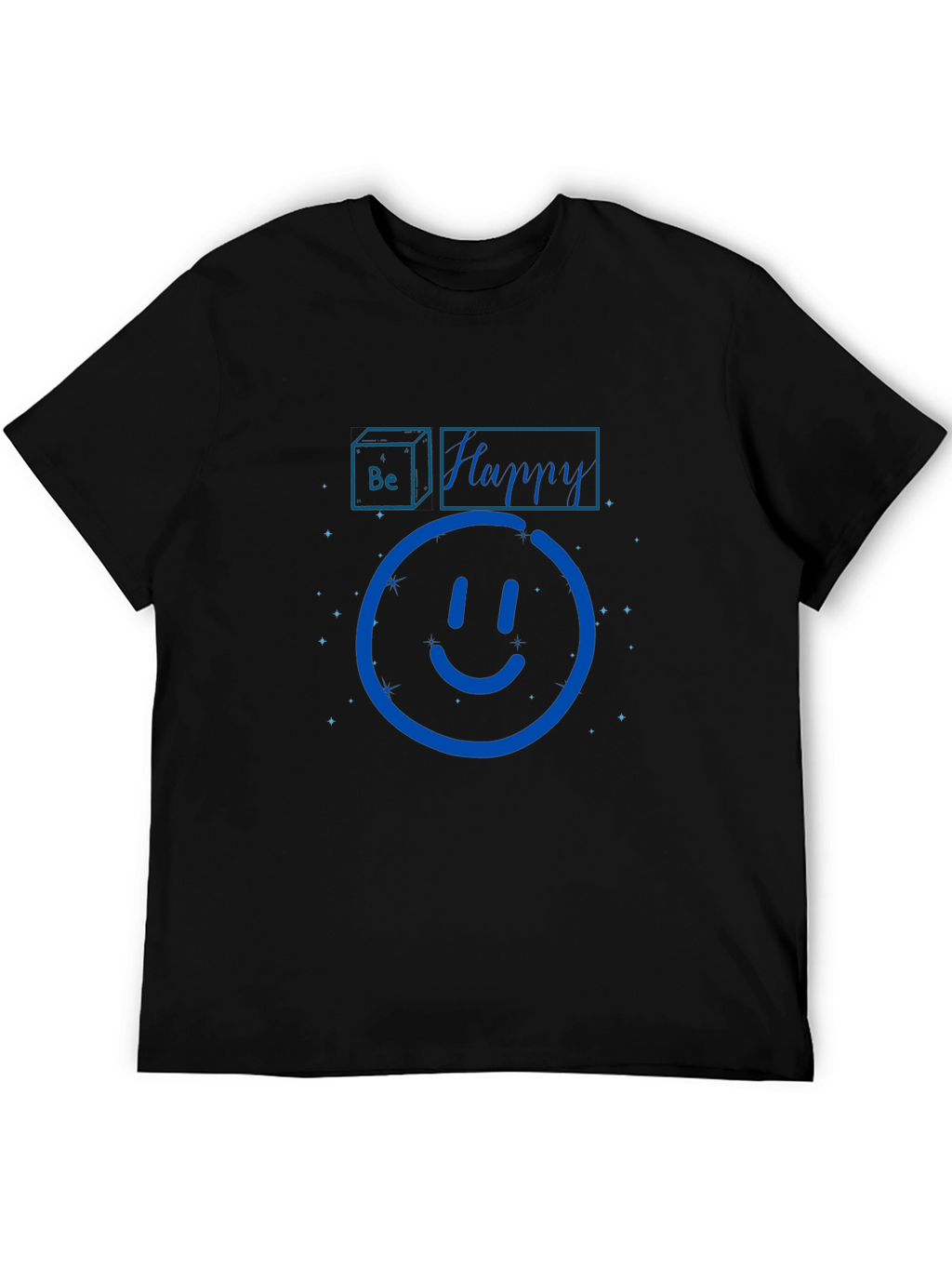 Be Happy Graphic Print Black T-Shirt