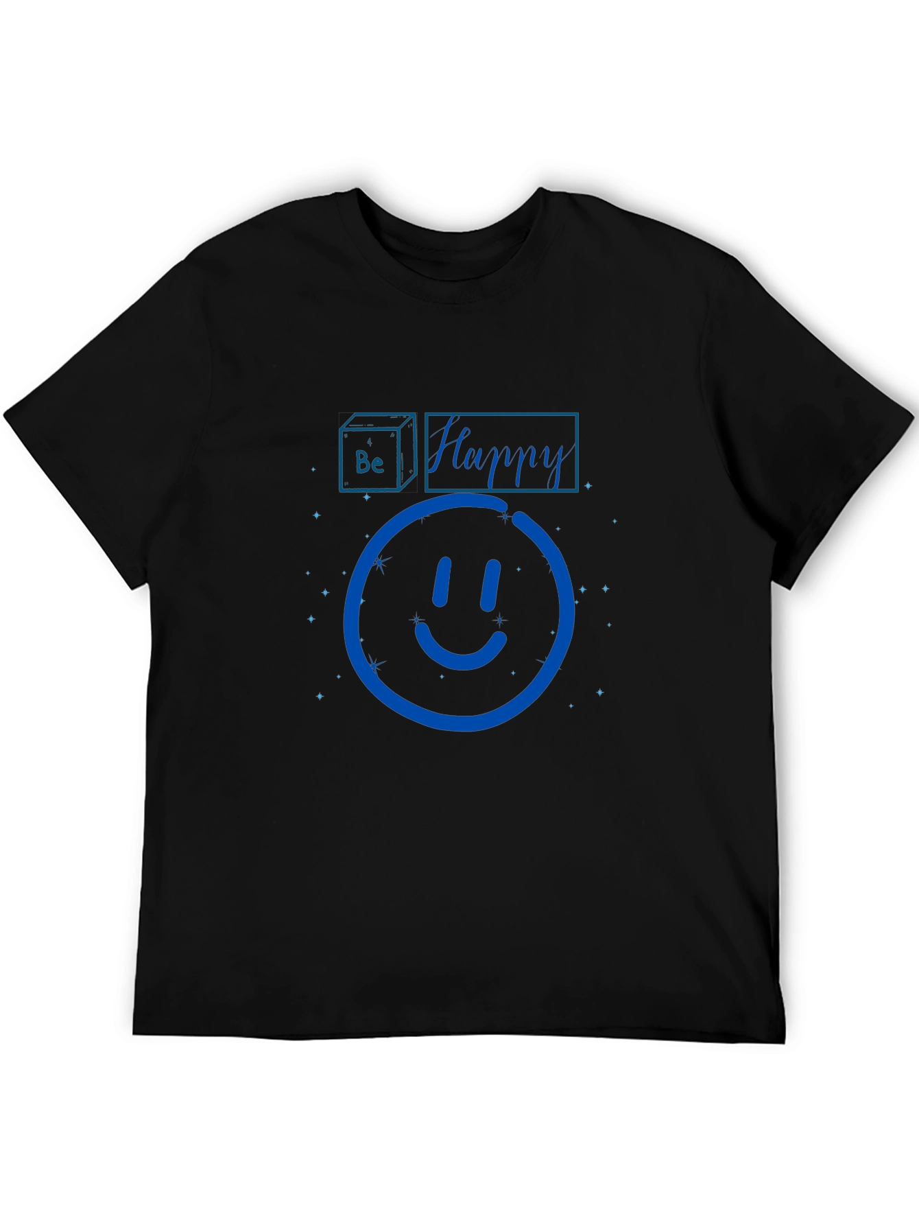 Be Happy Graphic Print Black T-Shirt