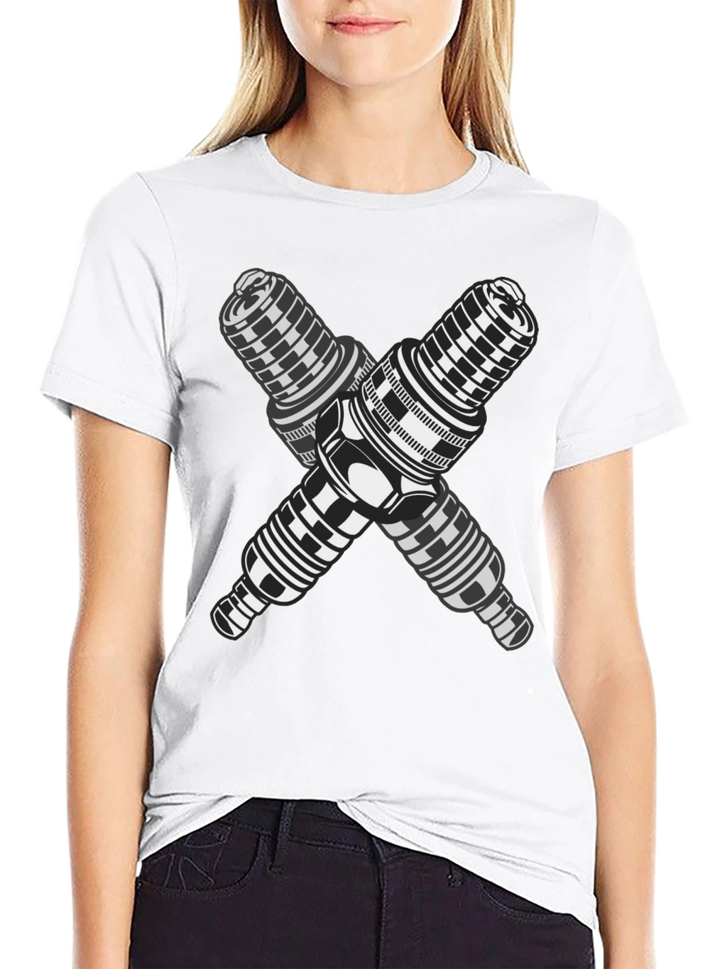 Crossed Spark Plugs Graphic T-Shirt