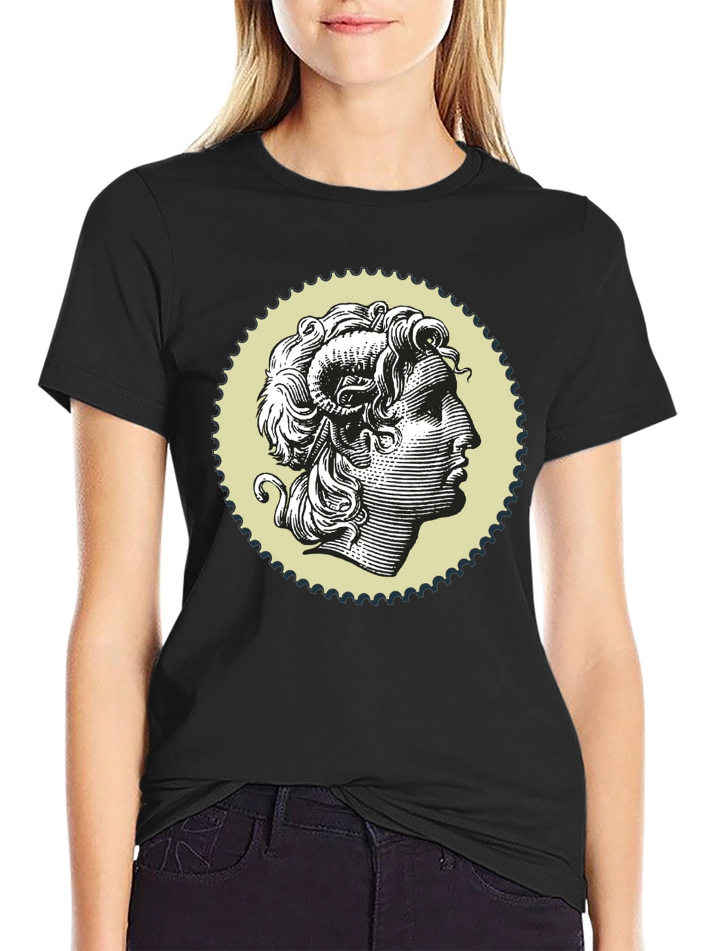 Ram Head Graphic Print Black T-Shirt