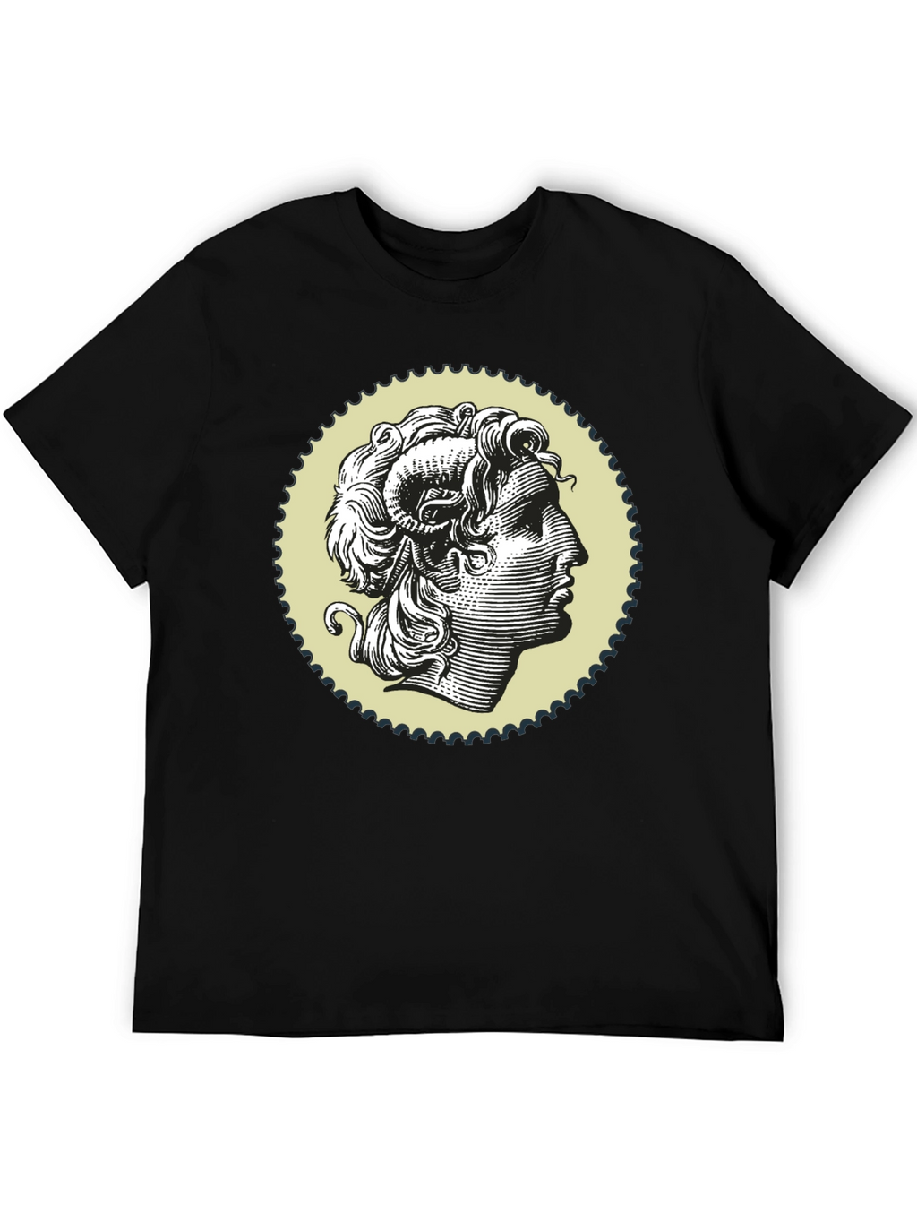 Ram Head Graphic Print Black T-Shirt