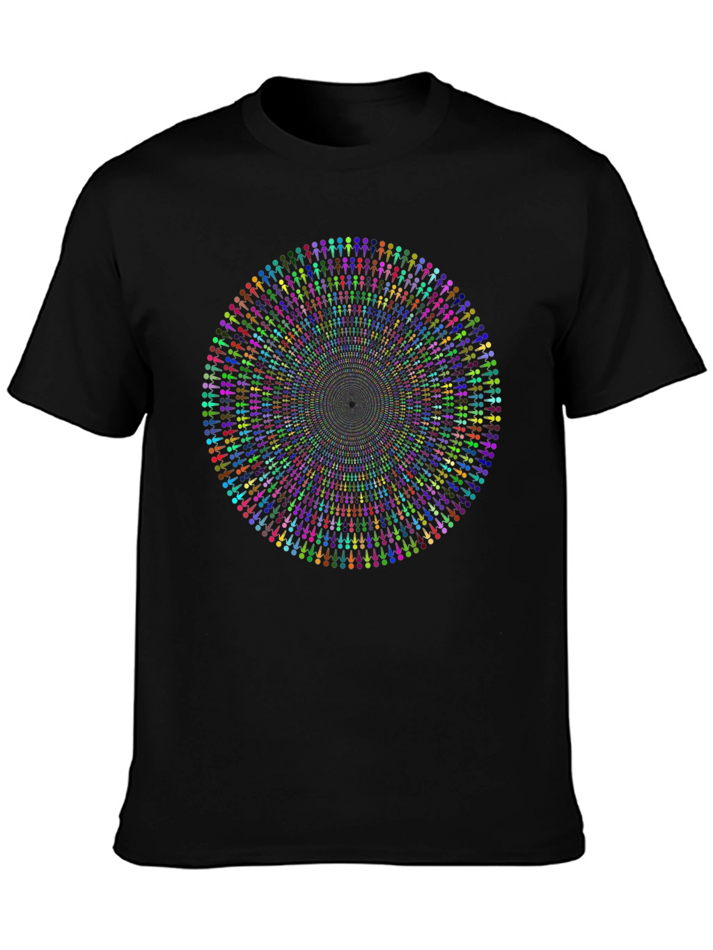 Vibrant Mandala People Black T-Shirt