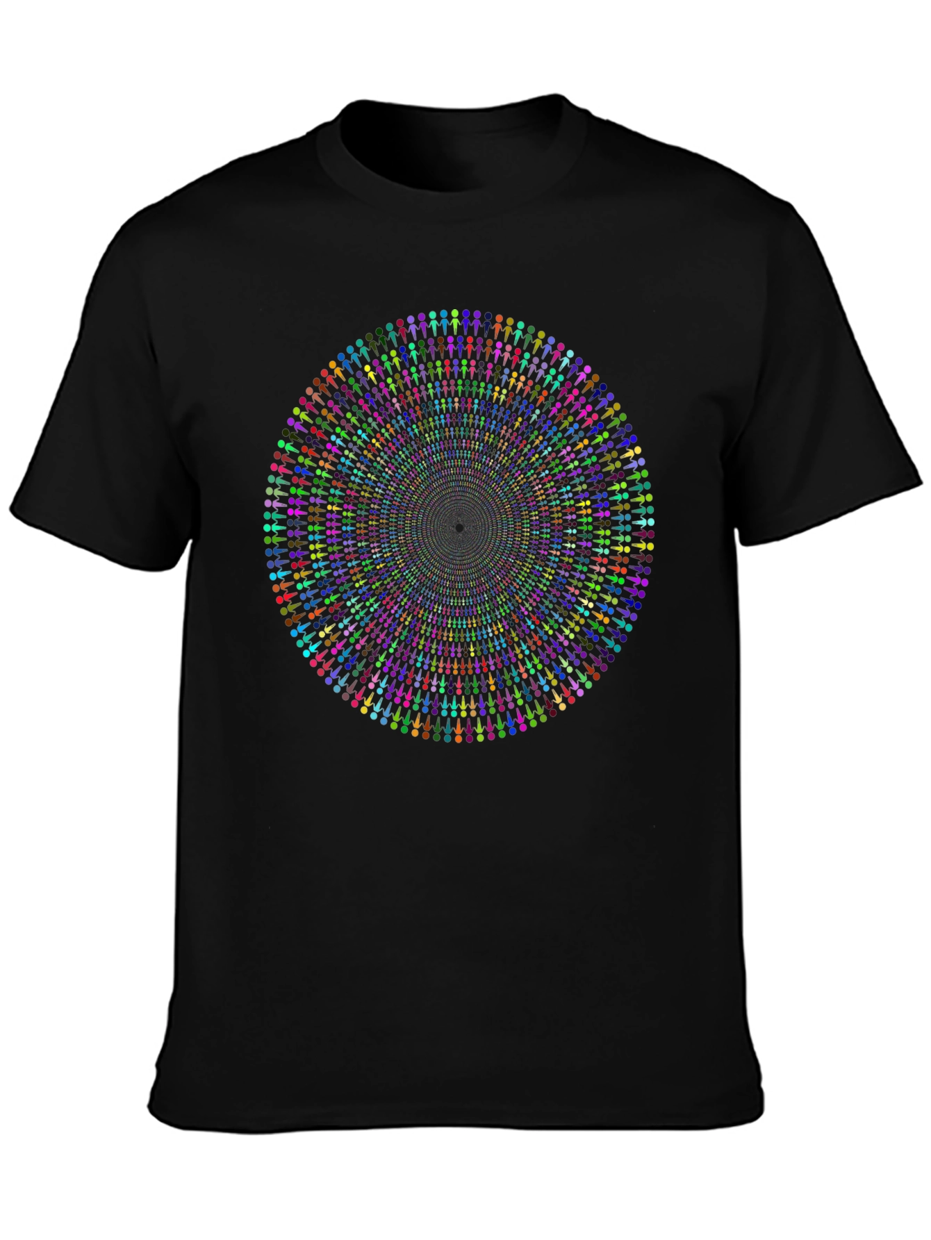 Vibrant Mandala People Black T-Shirt