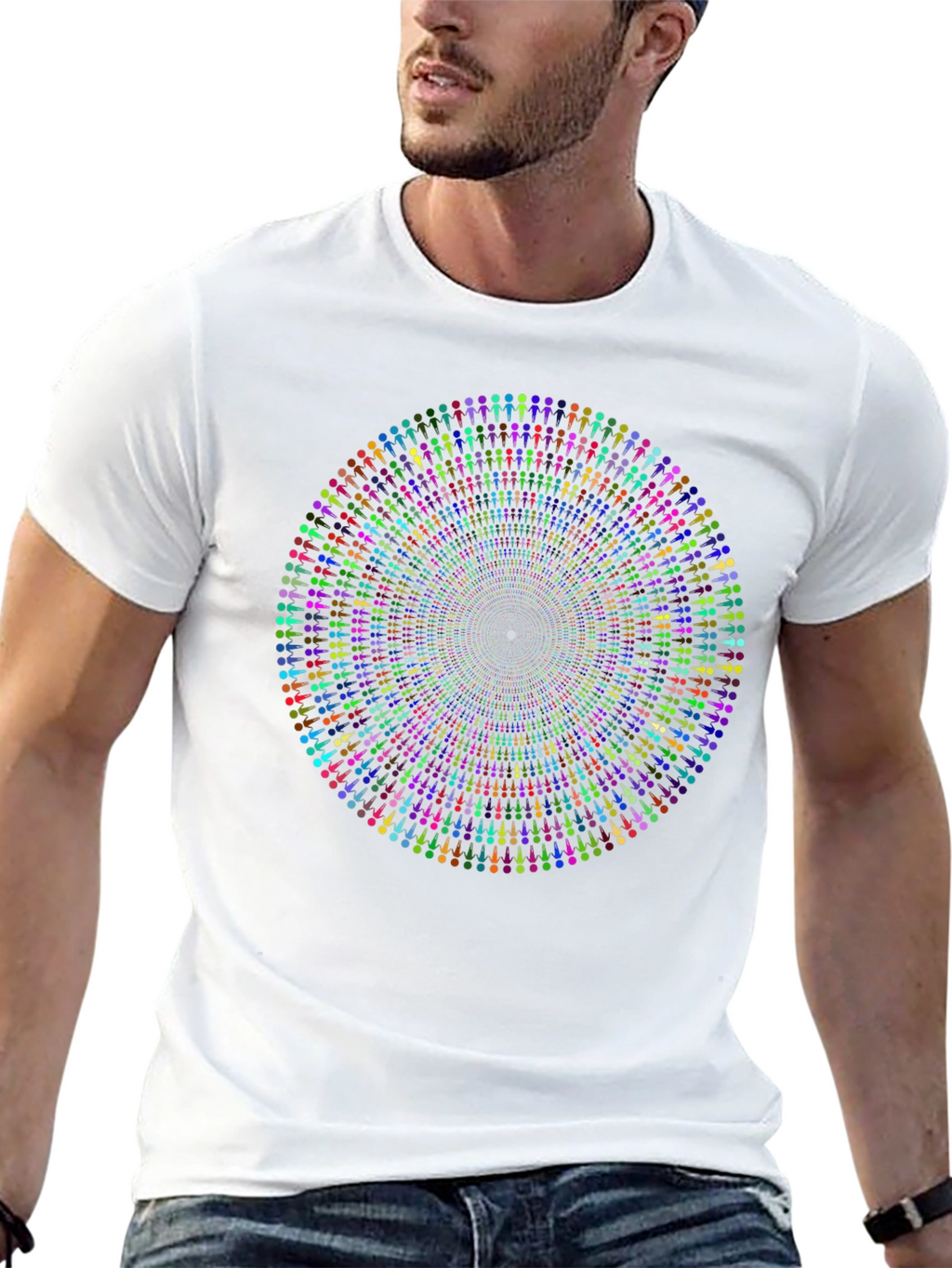 Vibrant Mandala People Black T-Shirt
