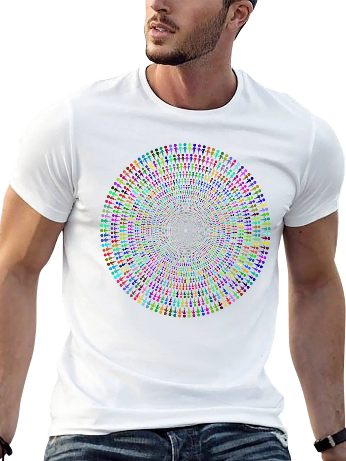 Vibrant Mandala People Black T-Shirt