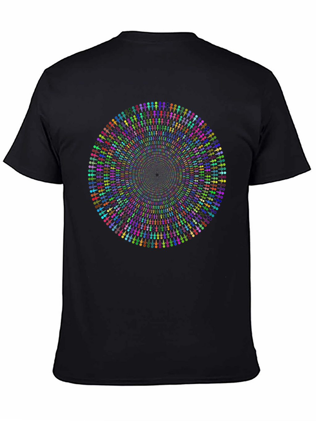 Vibrant Mandala People Black T-Shirt